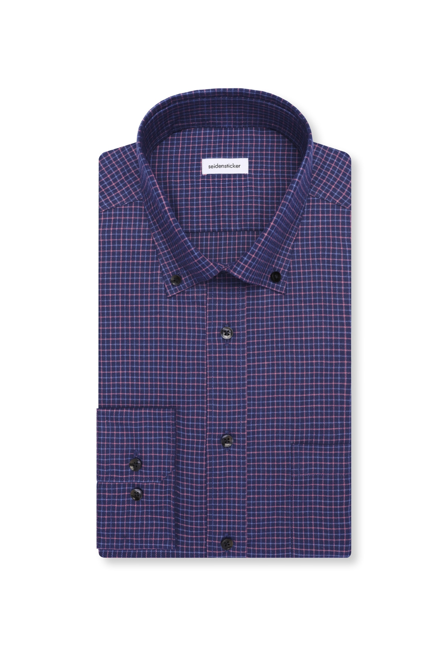 seidensticker Flanellhemd »Schwarze Rose« Comfort 1/1 Button-Down-Kragen Karo