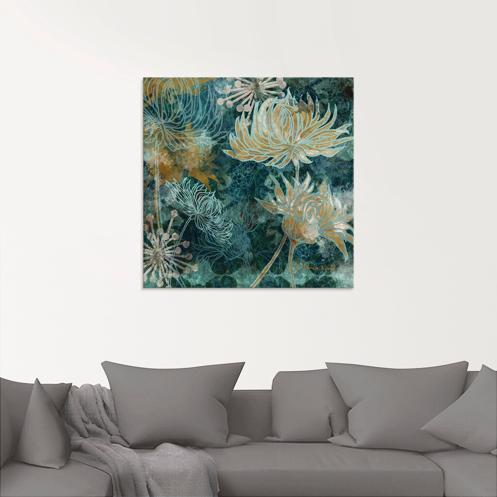 Artland Glasbild »Blaue Chrysanthemen I«, Blumen, (1 St.)