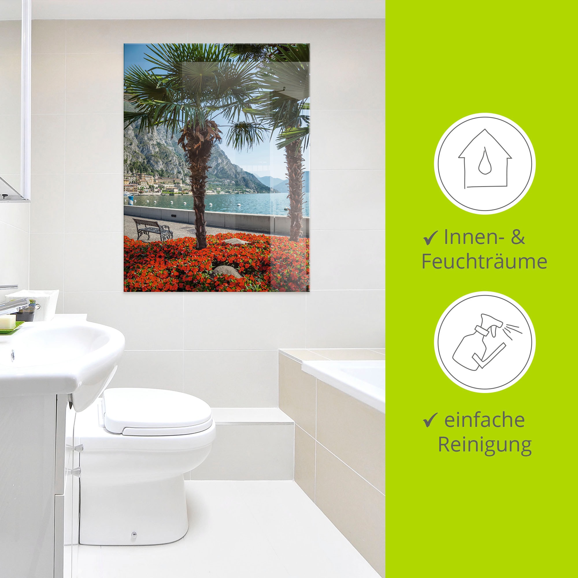 Artland Glasbild »Gardasee Limone sul« Europa 1 Stk. tlg. in verschiedenen Größen