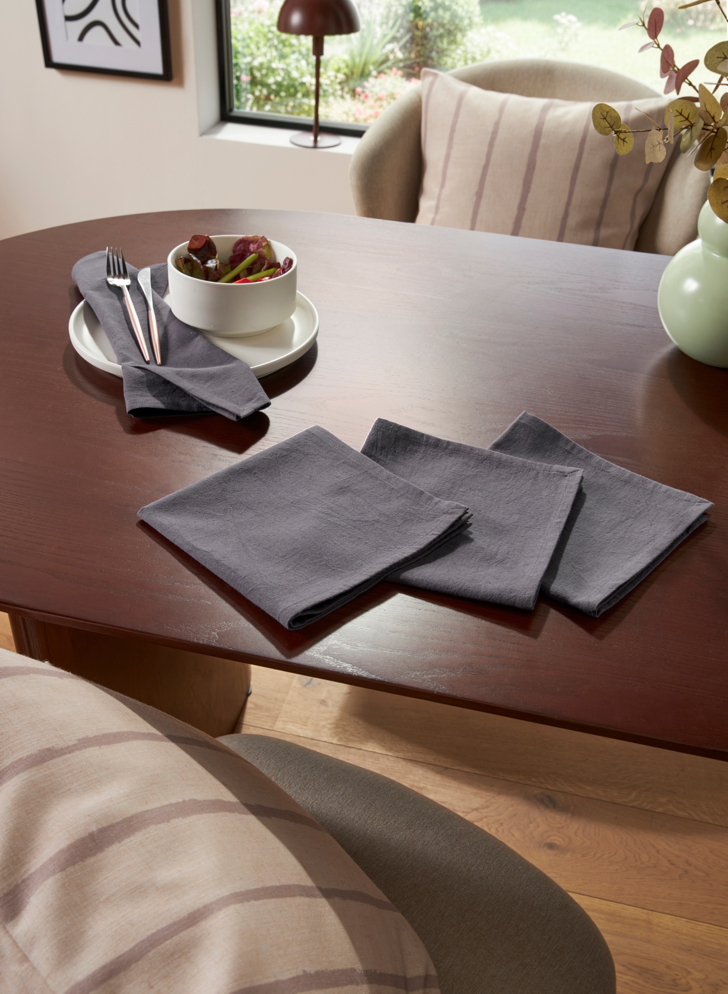 LeGer Home by Lena Gercke Stoffserviette »Liaa« Stoffserviette, Maße 40x40 cm, uni, Baumwollqualität mit Leinenanteil