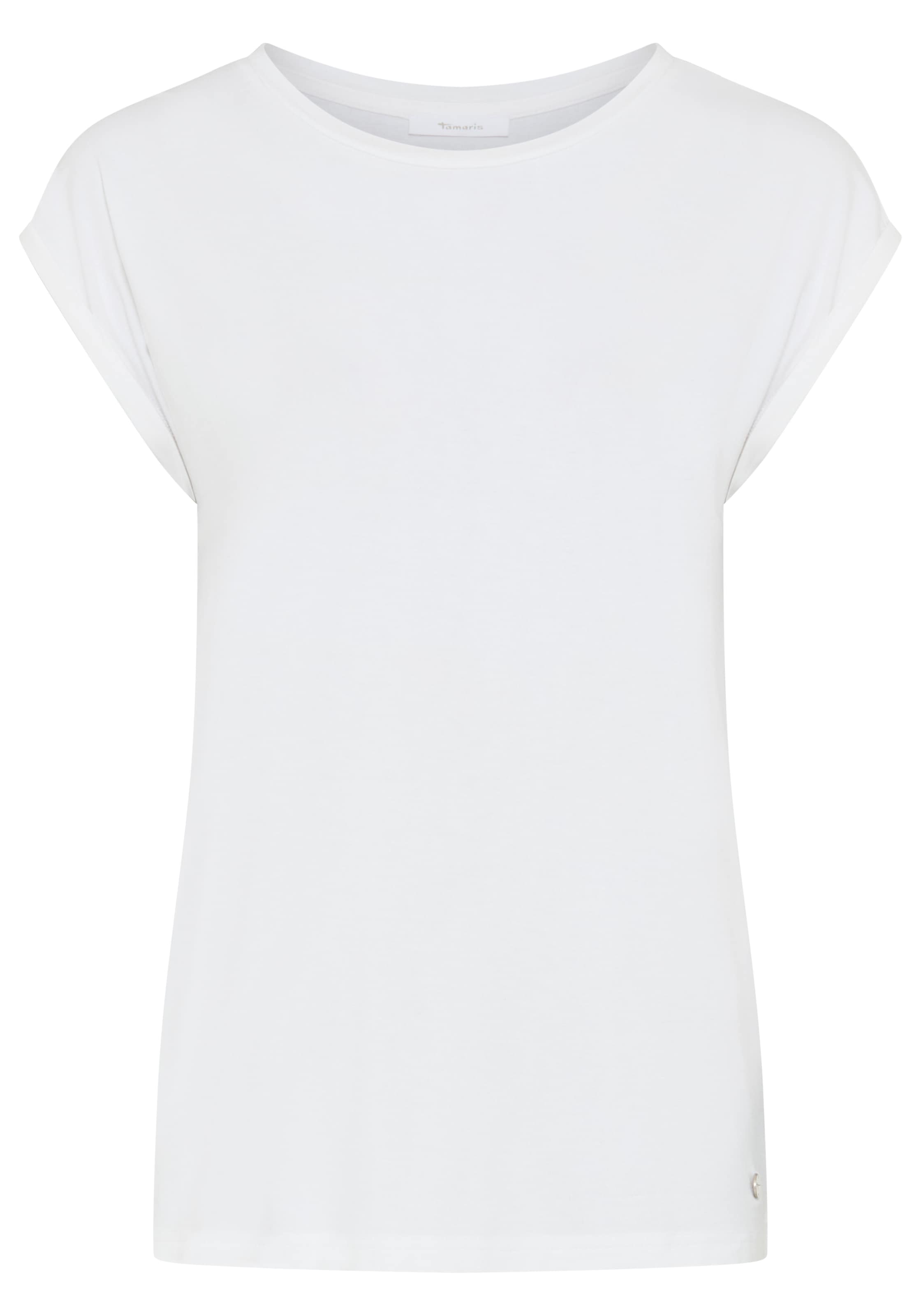 Tamaris T-Shirt Regular Fit, mit überlappenden Schultern, Kurzarm mit Aufschlag
