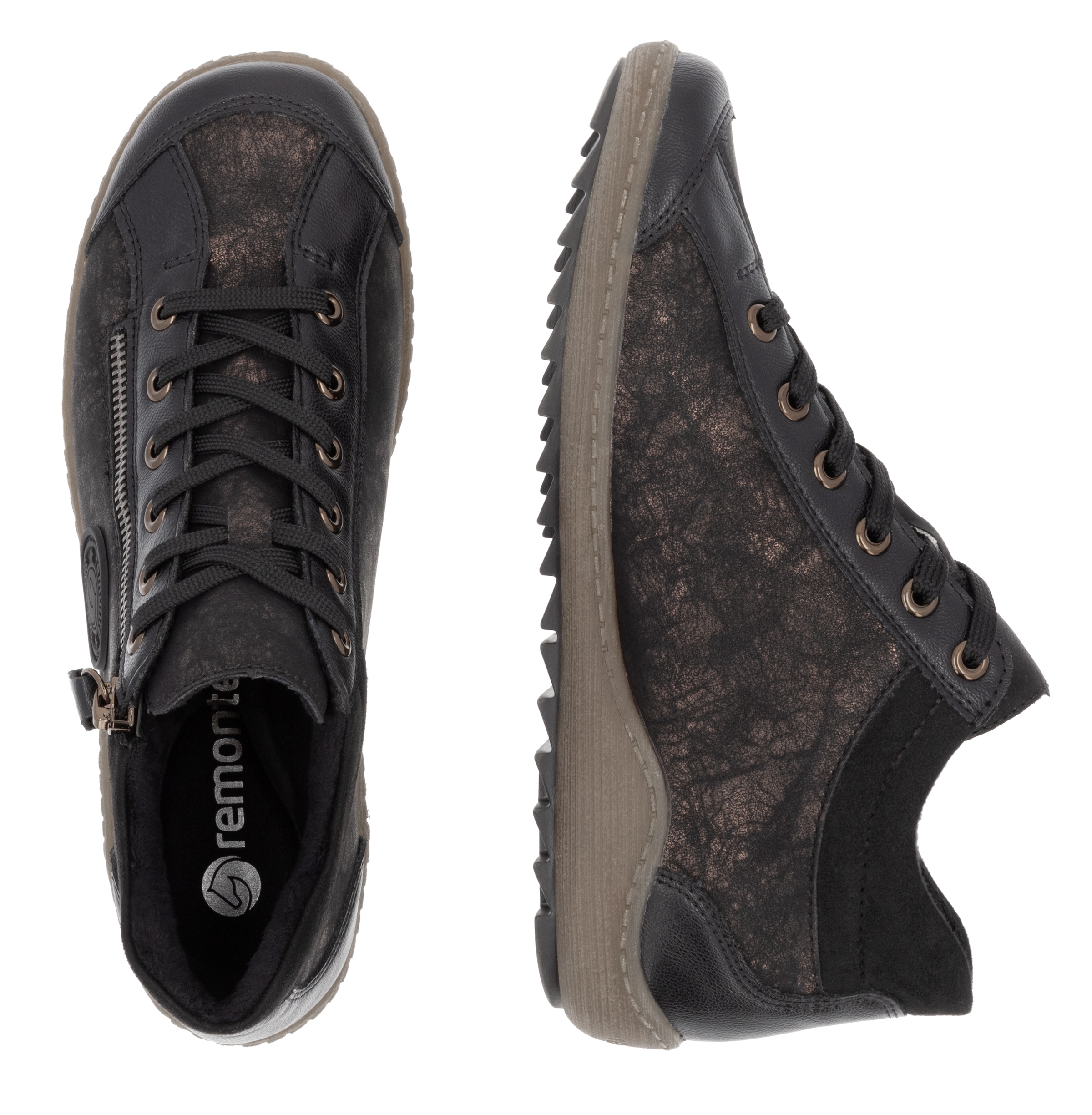 Remonte Schnürboots, Flats, Komfortschuh, Boots mit seitlichem Reißverschluss
