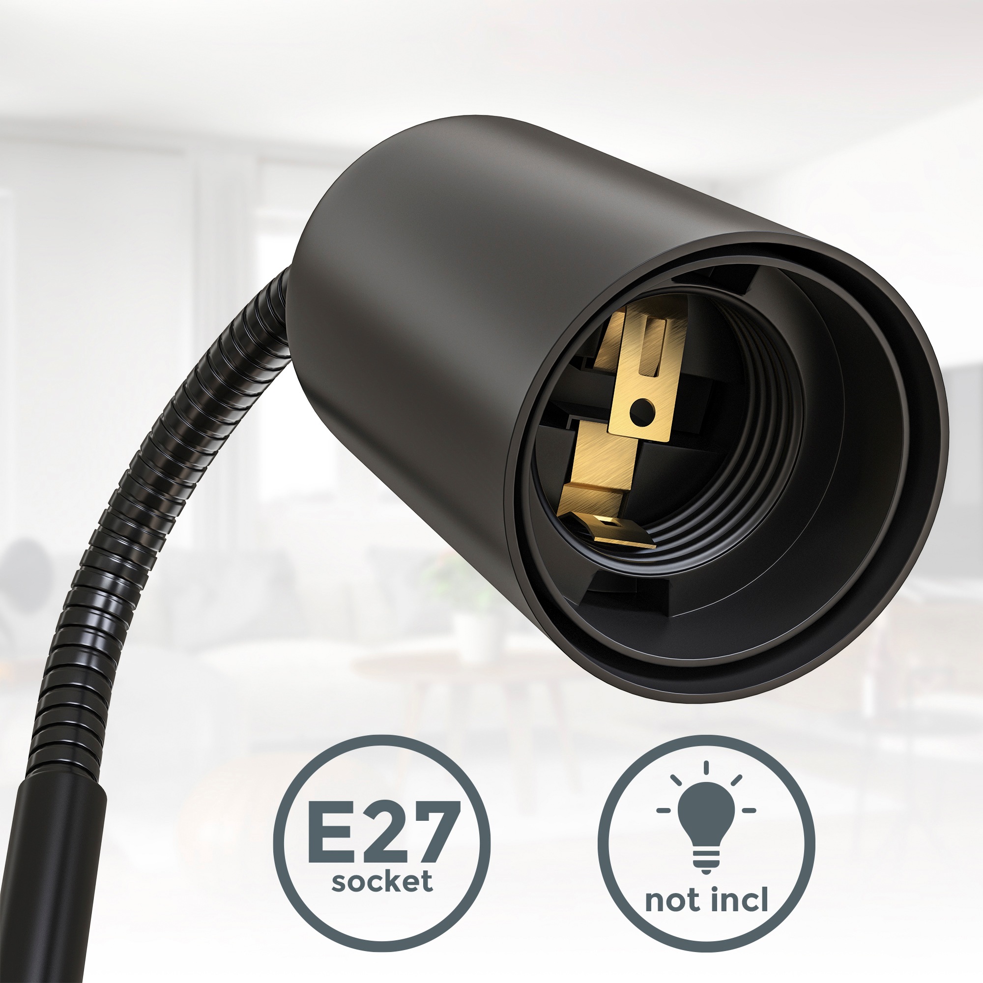 B.K.Licht Klemmleuchte  für Leuchtmittel E27, max. 10 Watt (ohne Leuchtmittel), inkl. Flexarm, Kabelschalter und Schraubklemme
