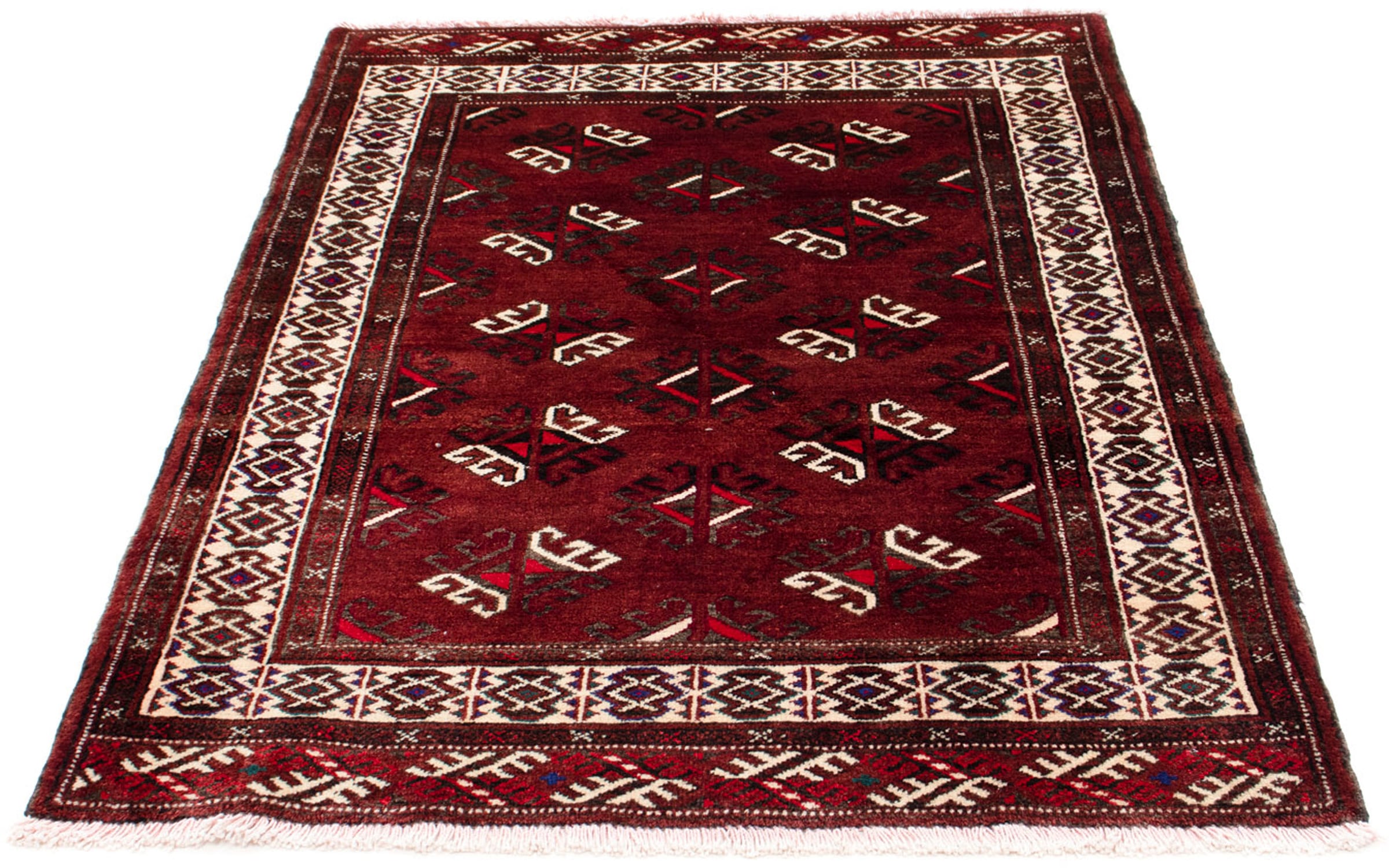 morgenland Orientteppich »Belutsch - 145 x 102 cm - dunkelrot«, rechteckig, Wohnzimmer, Handgeknüpft, Einzelstück mit Zertifikat