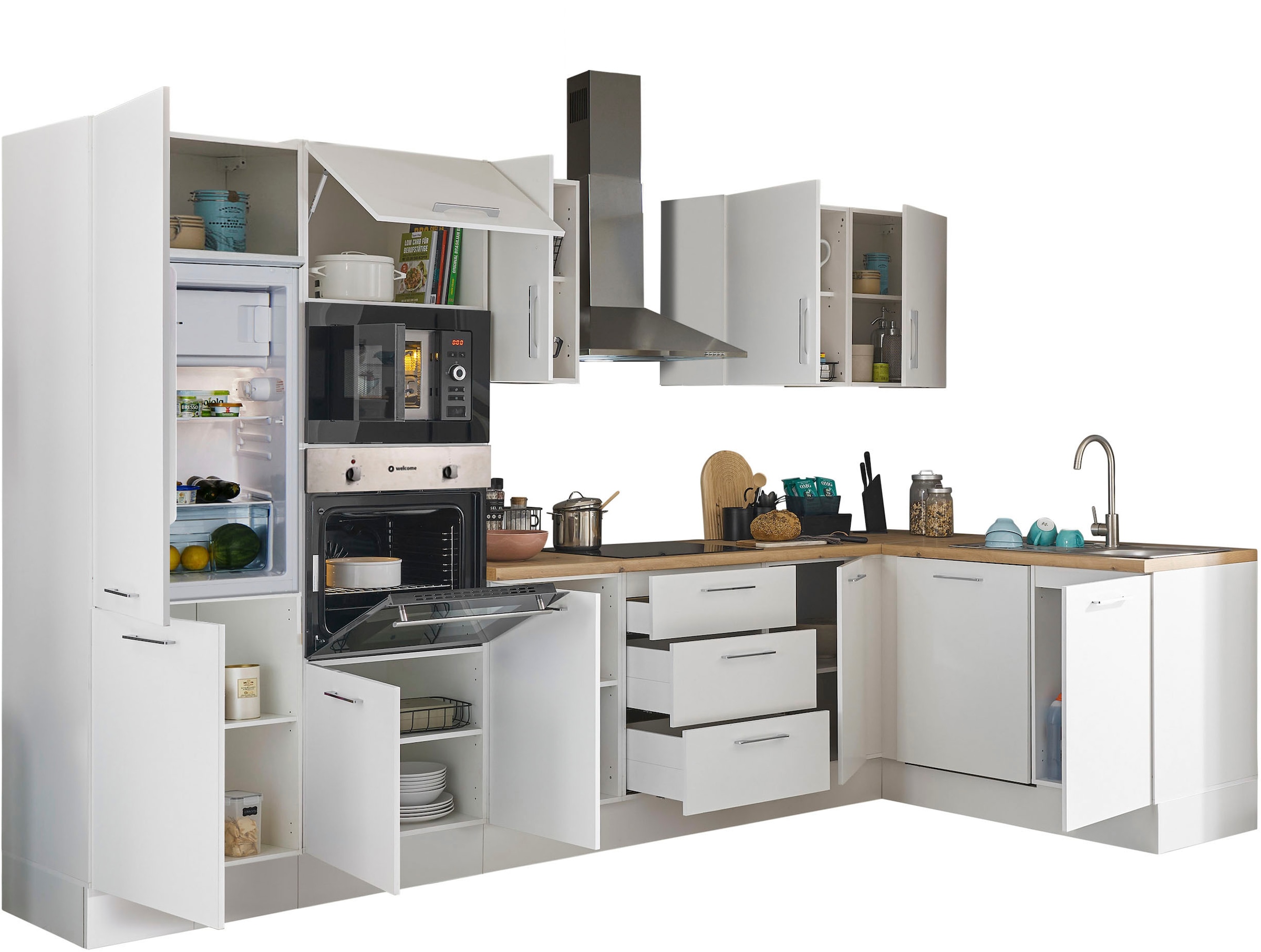 BASIC by Balculina Winkelküche »Turin« Stellbreite 340x175 cm, wahlweise mit E-Geräten