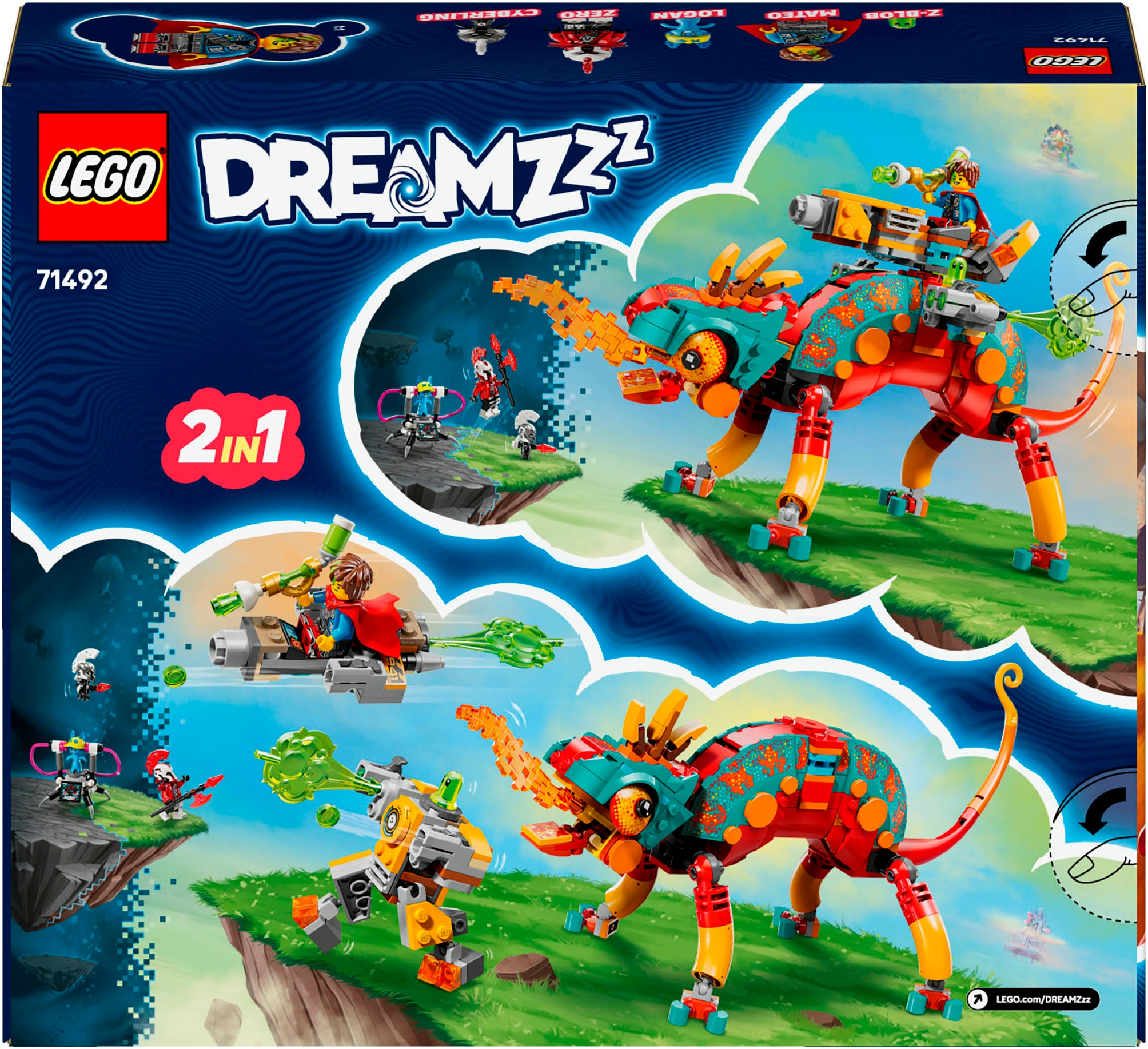 LEGO® Konstruktionsspielsteine »Mateos Feuer-Chamäleon (71492), LEGO DREAMZzz«, (443 St.), Made in Europe