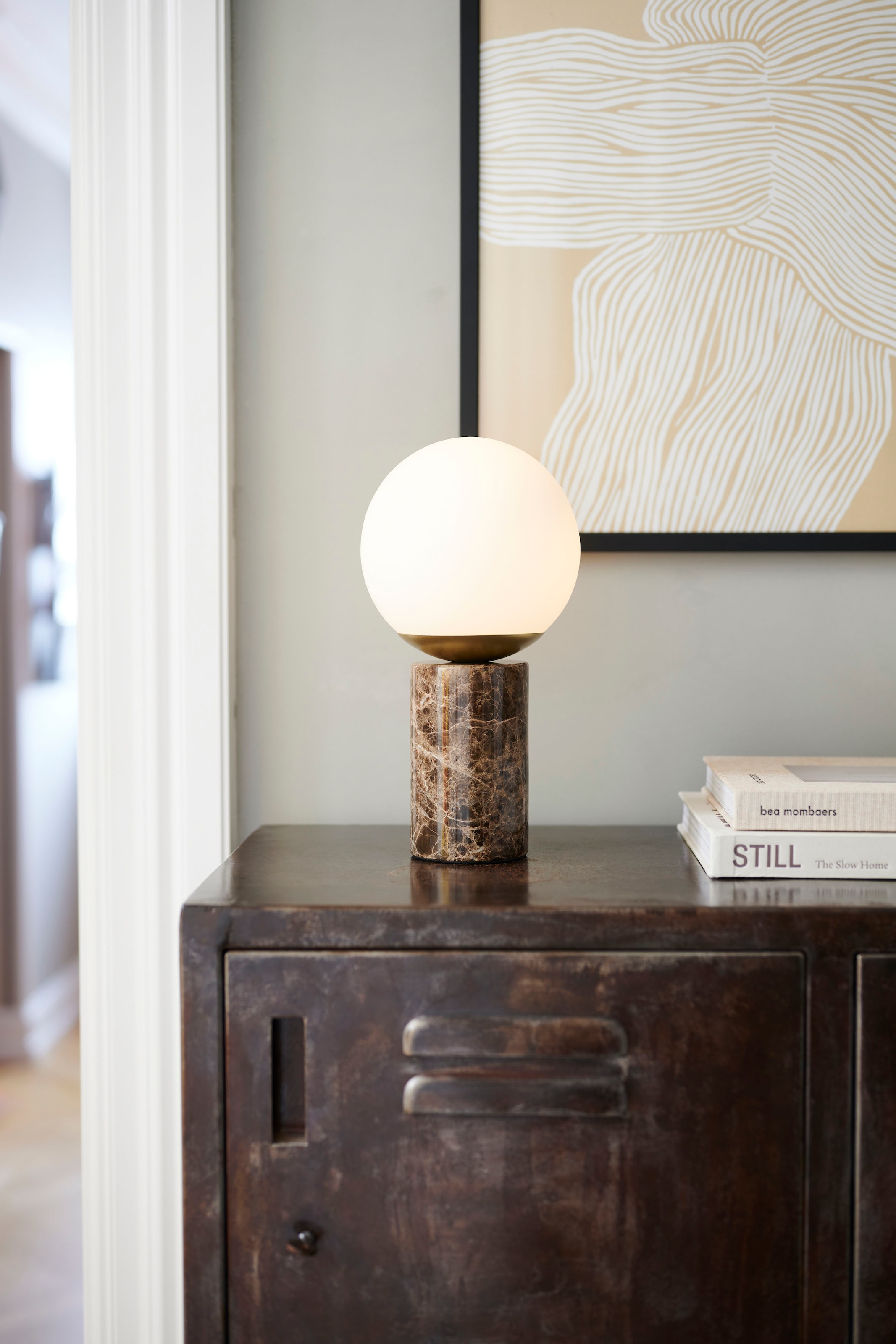 Nordlux Tischleuchte »Lilly Marble«, Leuchtmittel E14 | ohne Leuchtmittel, Zeitgenössisches Art-Deco-Design, Kippschalter am Kabel