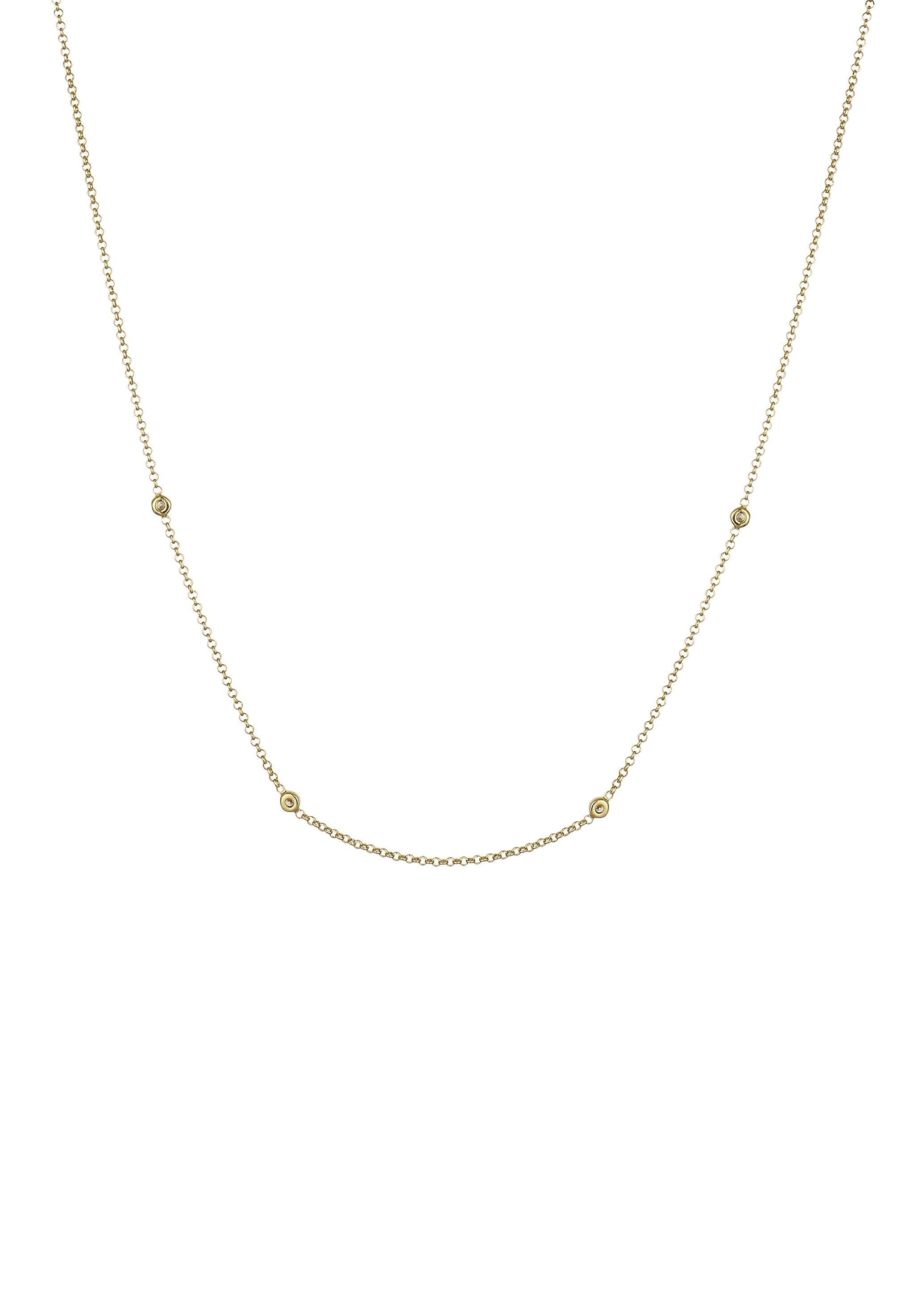 Elli DIAMONDS Silberkette »Halskette Laborgezüchtete Diamanten Weiß (0.035 ct) 375 Gelbgold«