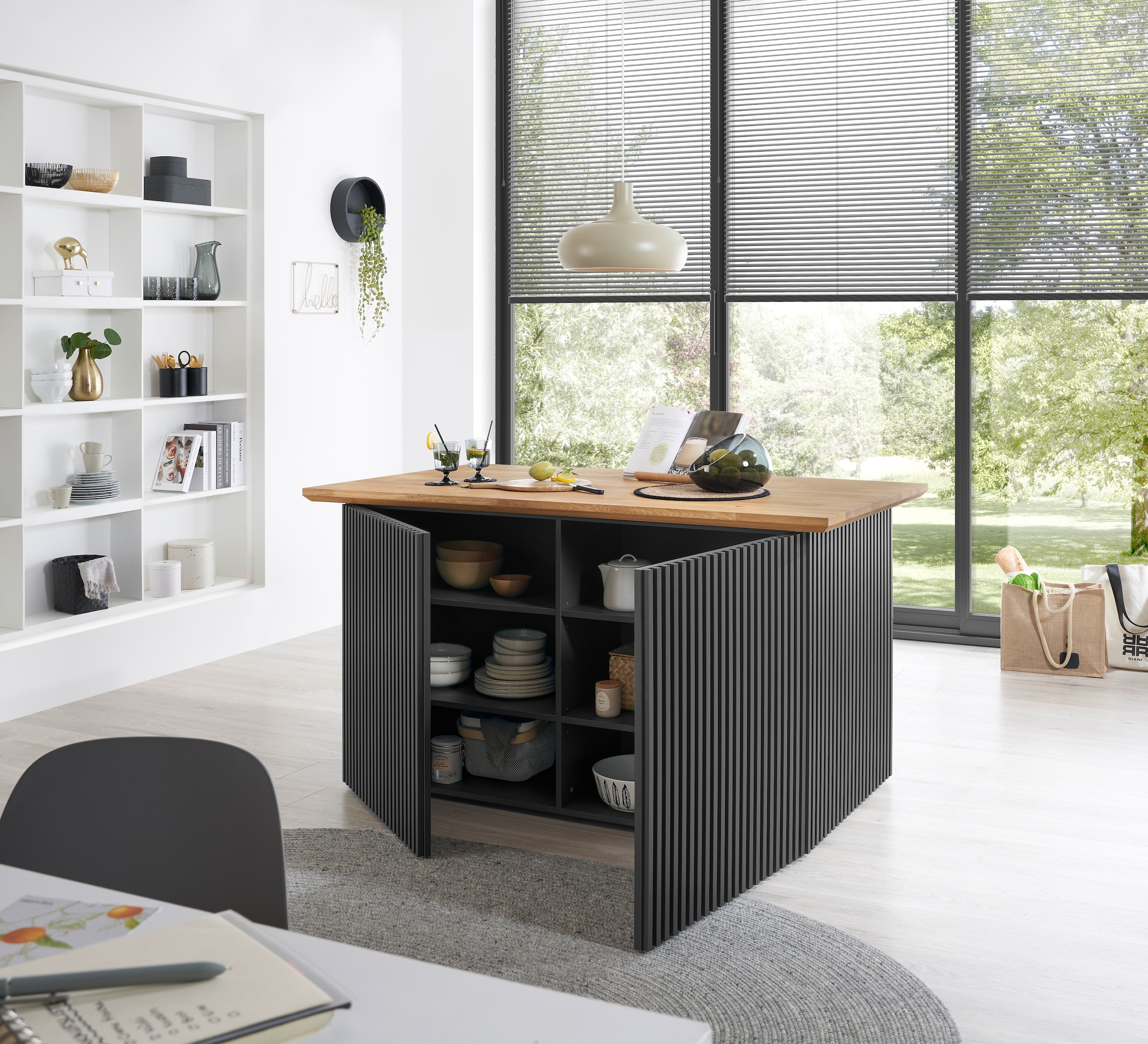 BASIC by Balculina Kücheninsel »Sandella B/H/T 160x87x90 cm« Breite 160 cm, Arbeitsplatte eiche massiv