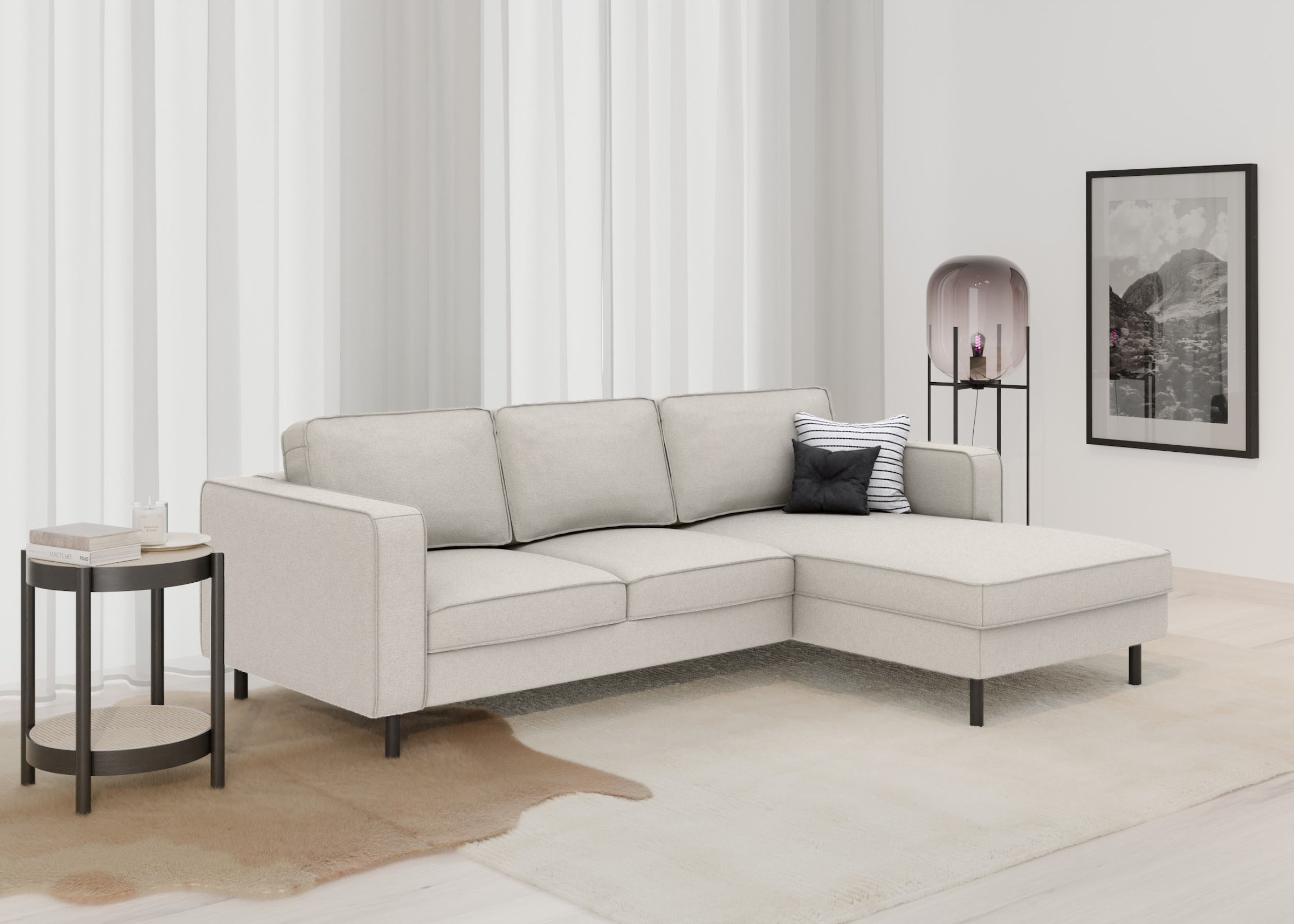 TRENDMANUFAKTUR Ecksofa »Watkins, Couch wahlweise mit Schlaffunktion & Bettkasten, auch in Cord«, Recamiere beidseitig montierbar, Sofa in L-Form, Breite 232 cm