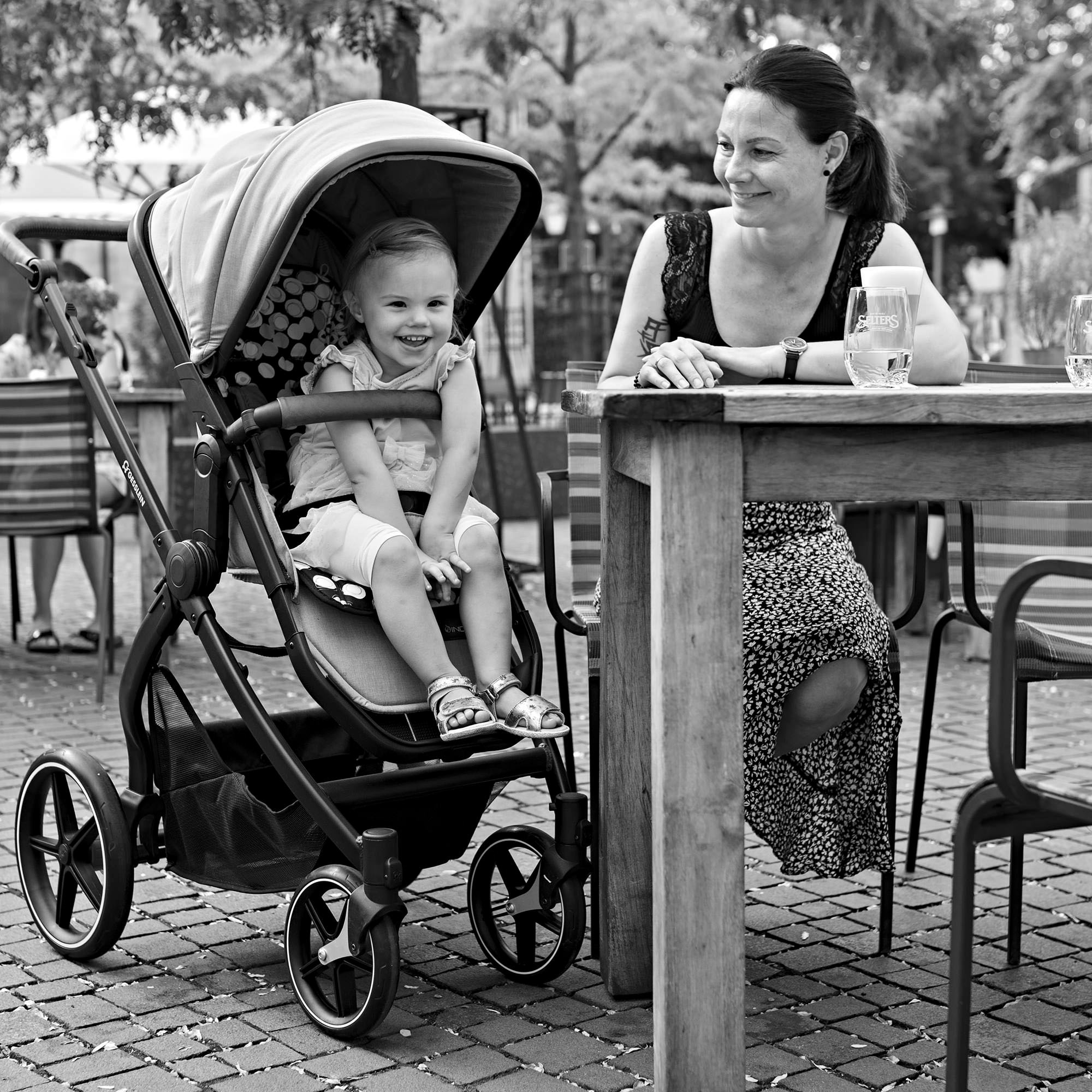 Gesslein Kombi-Kinderwagen »FX4 Soft+ mit Aufsatz Life, schwarz/cognac, eisblau«, mit Babywanne C3 und Babyschalenadapter