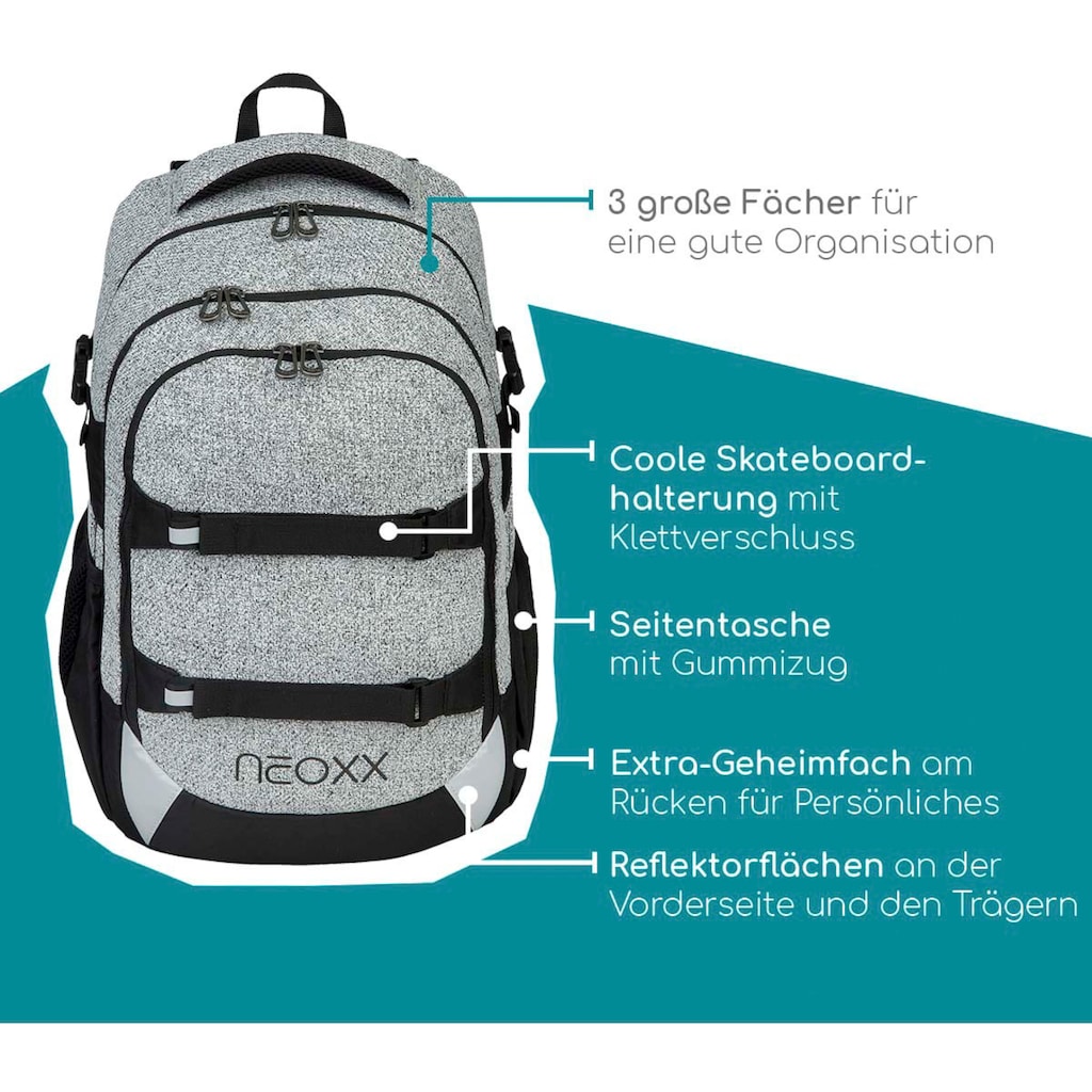 neoxx Schulrucksack »Active, Wool the World«, reflektierende Details