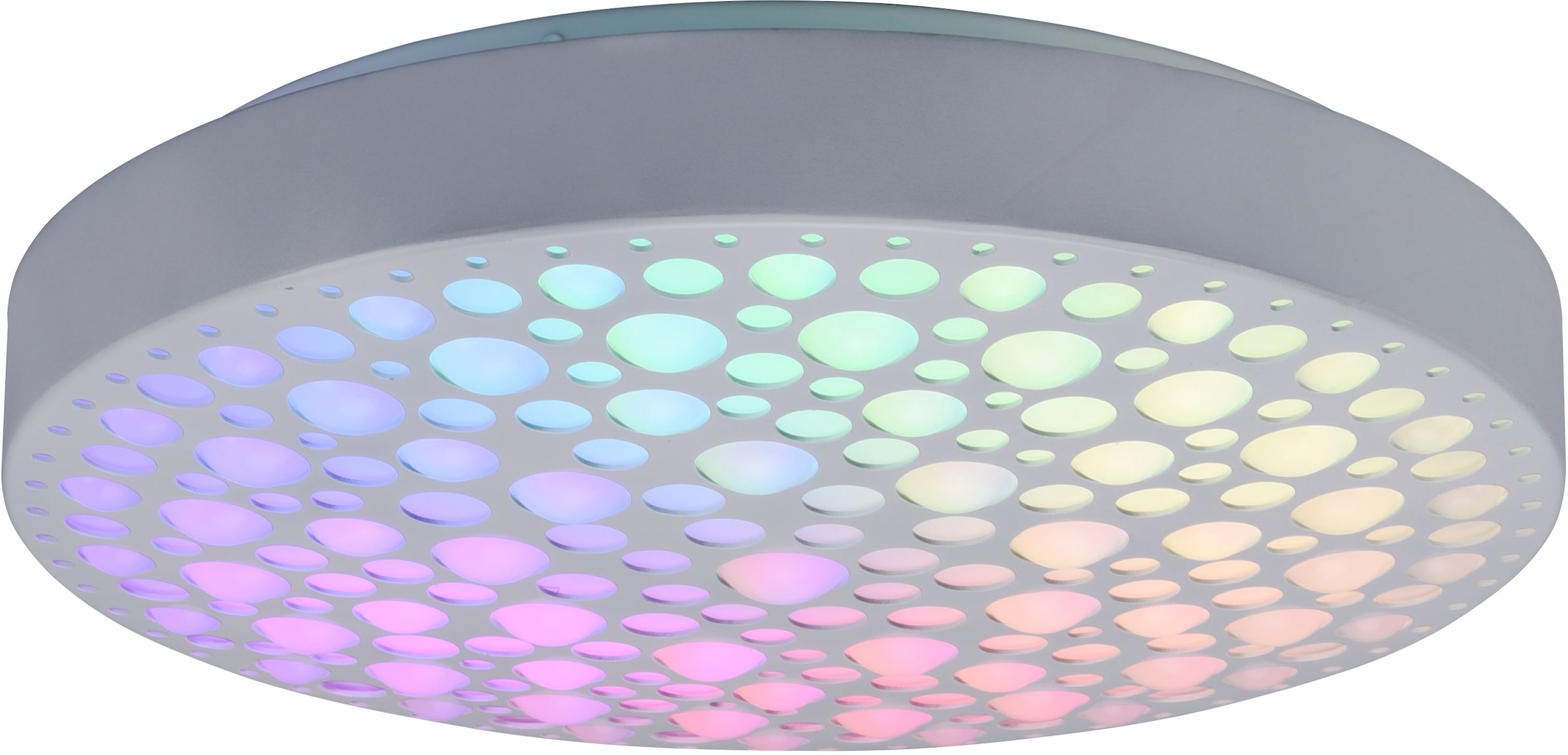 REALITY Leuchten LED Deckenleuchte »Chizu«, 1 flammig, Leuchtmittel LED-Board | LED fest integriert, Regenbogen RGB-Wechsel, dimmbar per Fernbedienung, Memory, Nachtlicht