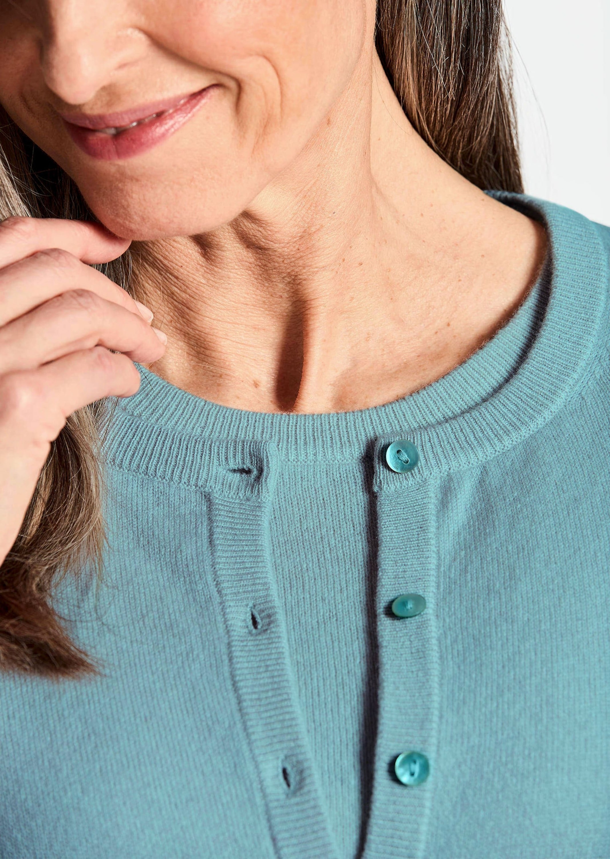 GOLDNER Strickjacke »Kurzgröße Kaschmirstrickjacke mit Rundhalsausschnitt«