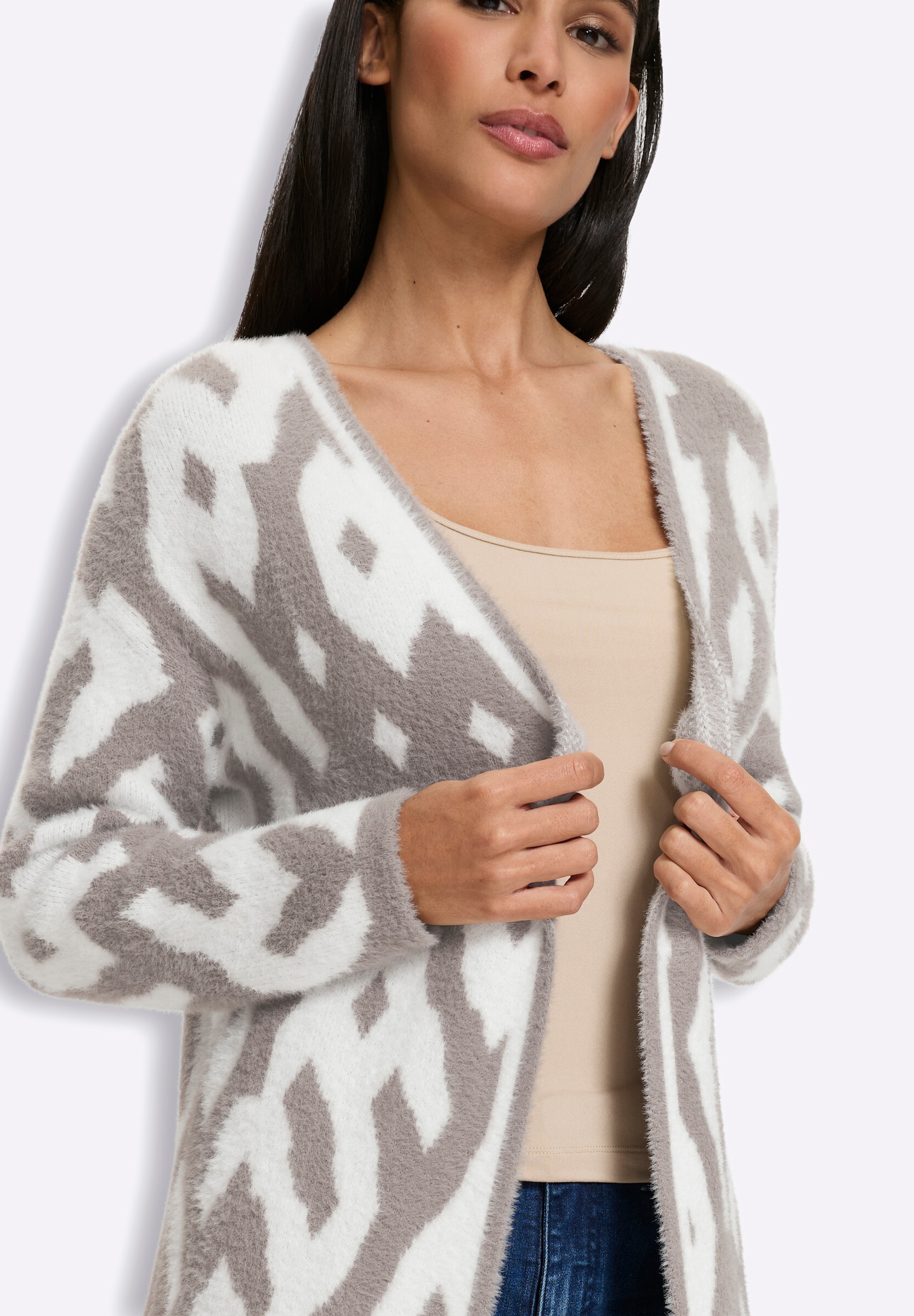 heine Strickjacke »Strickmantel Strickmantel mit Grafik-Dessin«