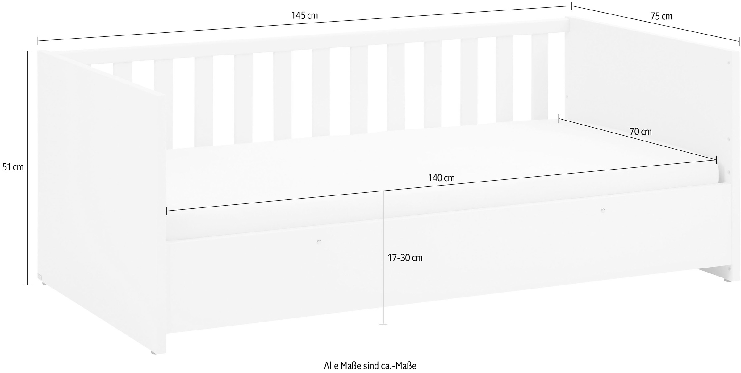 YUNY by PAIDI Babybett »LITTLE SNU 70x140cm in Beige oder Weiß, umbaubares Bodenbett« Kinderbett mit Rausfallschutz aus Massivholz, langlebiges Gitterbett