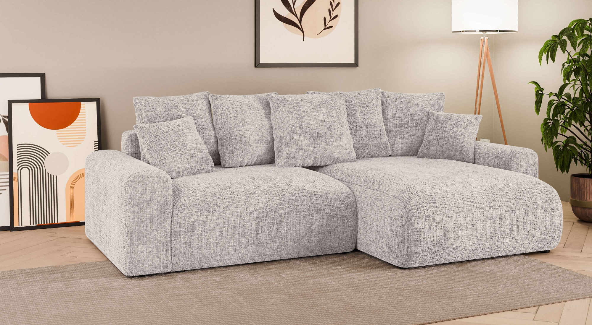 Home affaire Ecksofa »LAKESIDE klein mit Bettfunktion und Bettkasten, B/T/H 235/142/84 cm«, L-Form, Recamiere beidseitig montierbar, mit Wellenunterfederung