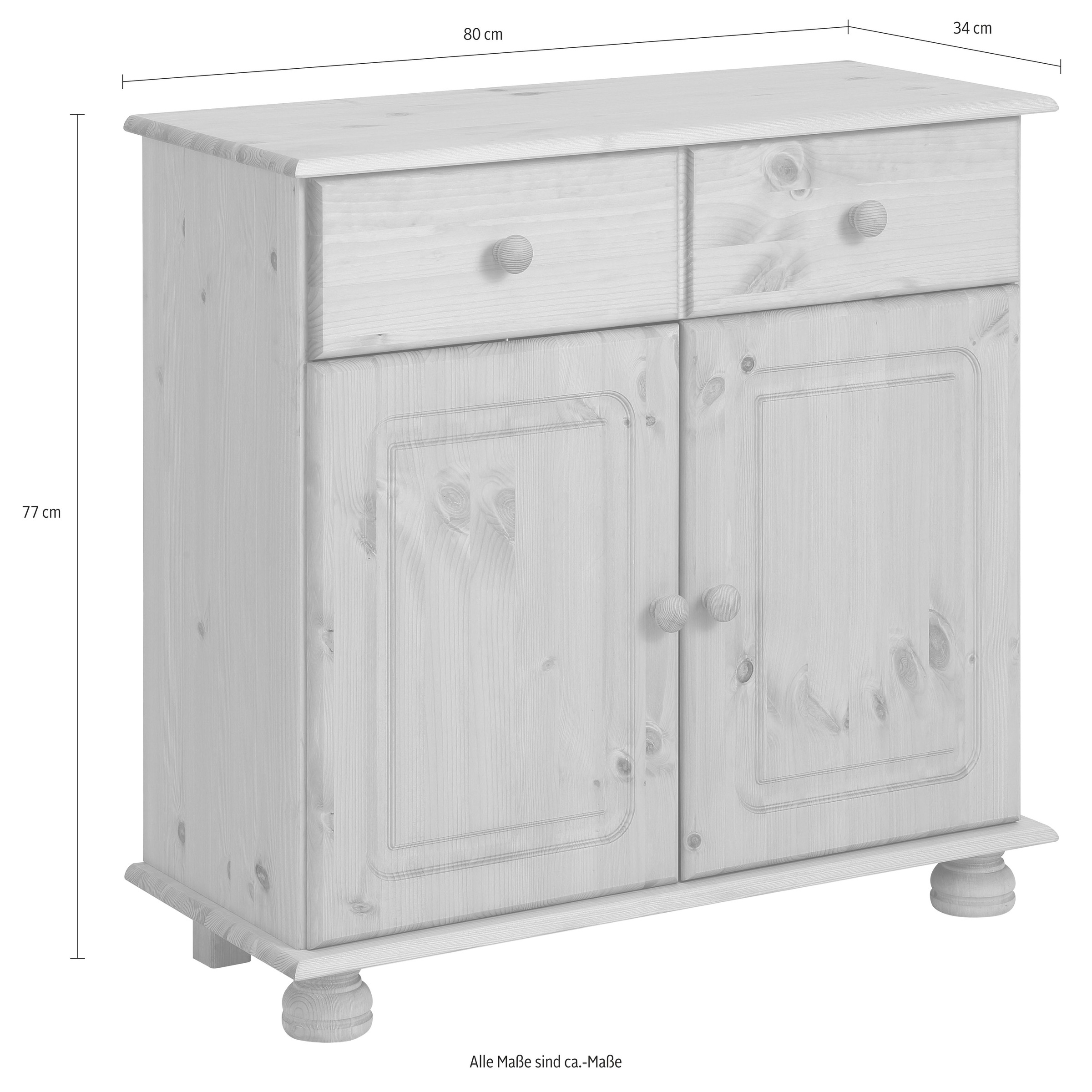 Home affaire Sideboard »Mette«, Kommode mit gefrästen, kugelförmigen Füßen, Breite 80 cm
