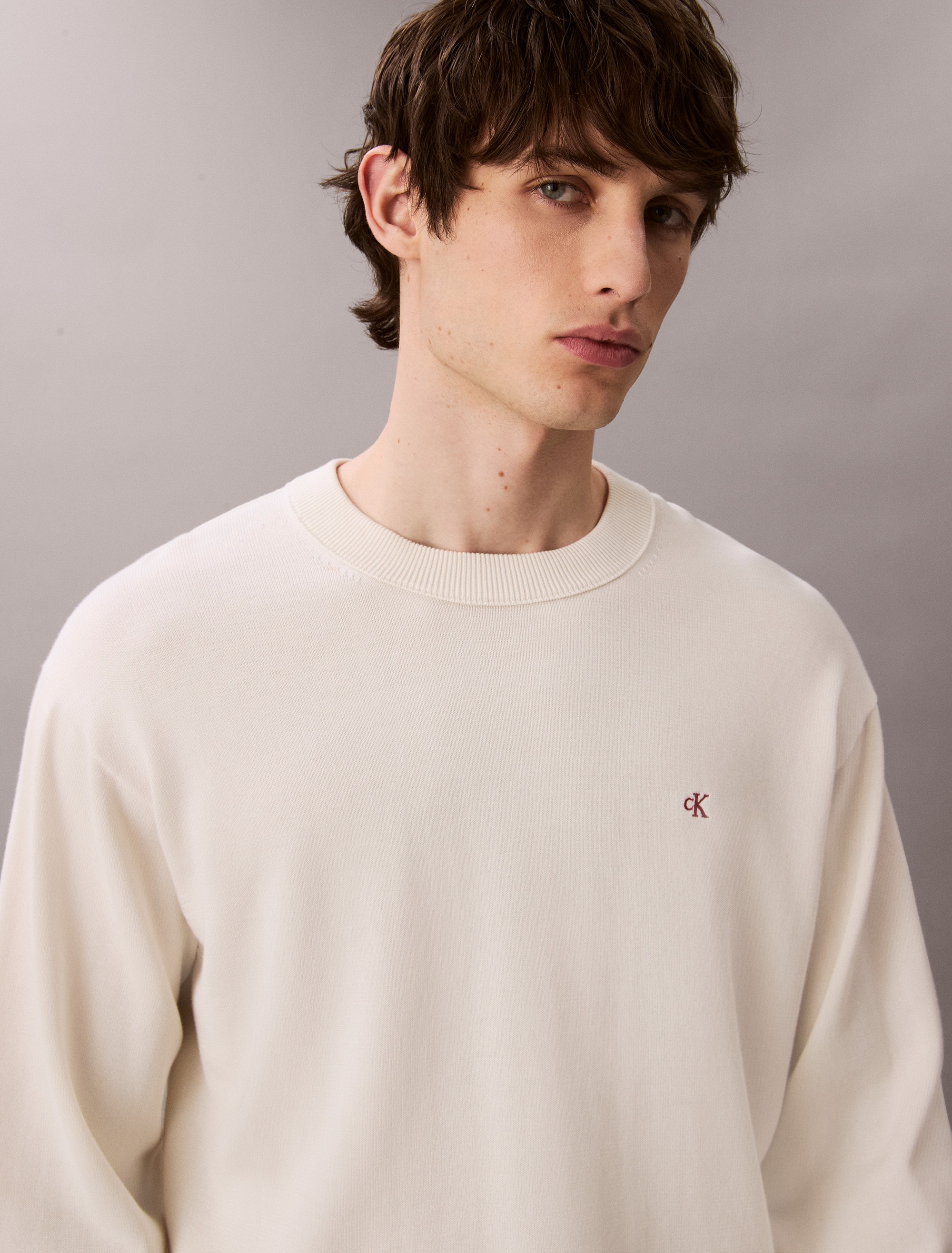 Calvin Klein Jeans Strickpullover »LS EZ COTTON CREWNK SWEATER 12GG« Mit Rundhalsausschnitt