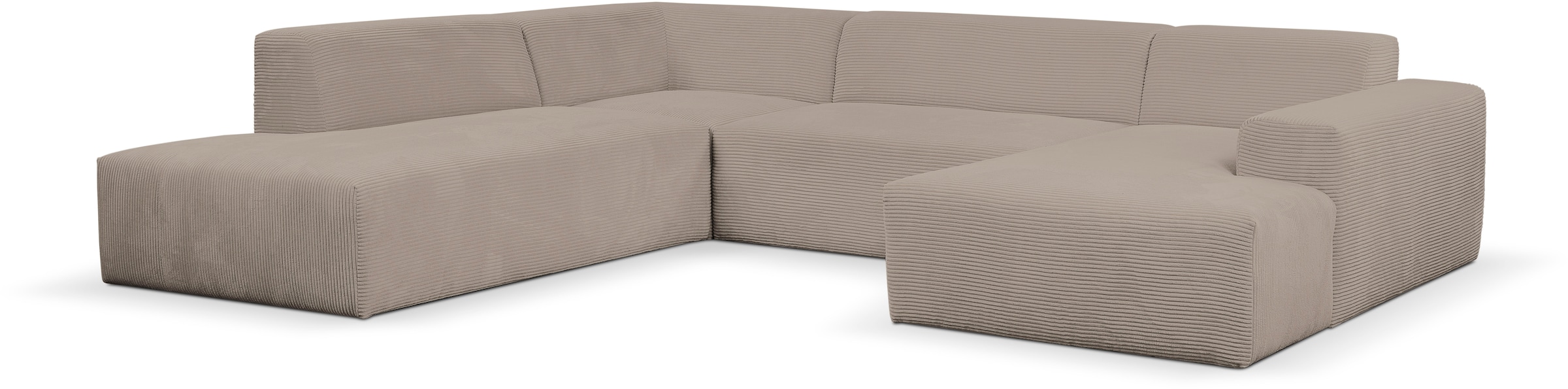 WERK2 Wohnlandschaft »Zeus viel Platz, Breite 330cm, modern und zeitlos, U-Form«, Curvy Trend Wohnlandschaft mit urbaner Optik auch in weichem Cord