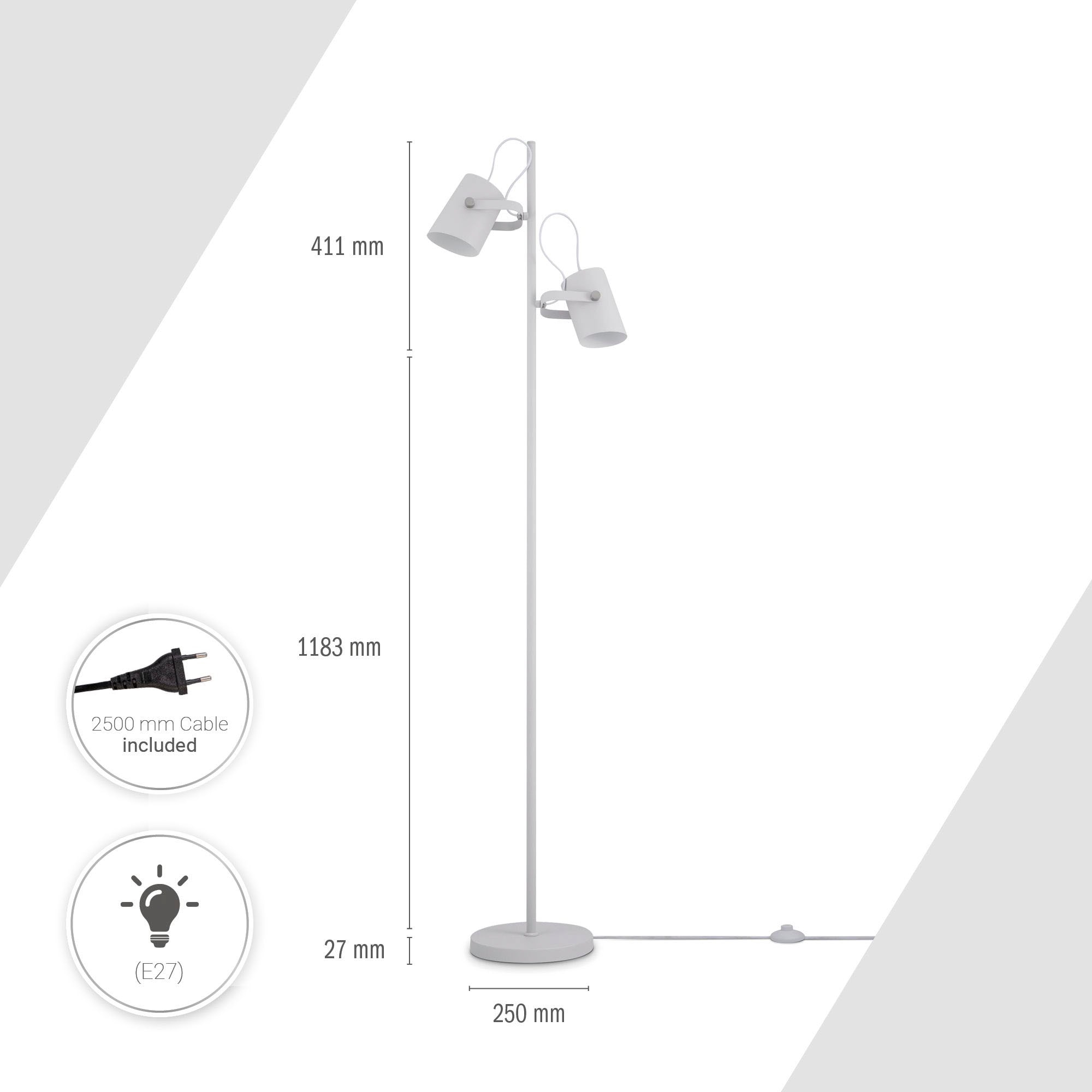 Paco Home Stehlampe »KARL«, 2 flammig, Leuchtmittel E27 | ohne Leuchtmittel, mit kompatiblen Dimmer und Leuchtmittel