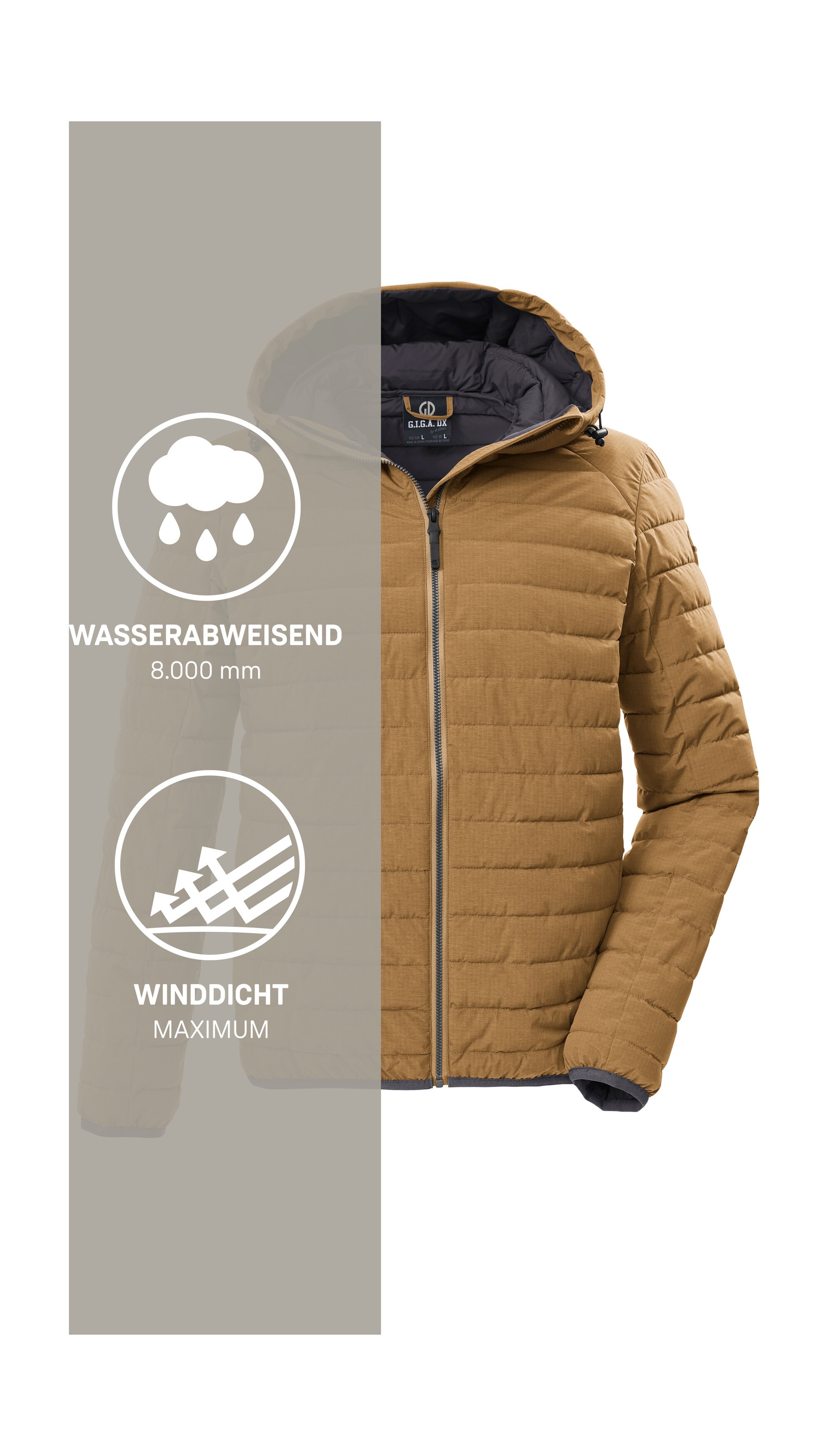 G.I.G.A. DX by killtec Steppjacke »GS 86 MN QLTD JCKT« Schmale, wasserabweisende Herren Steppjacke mit abnehmbarer Kapuze