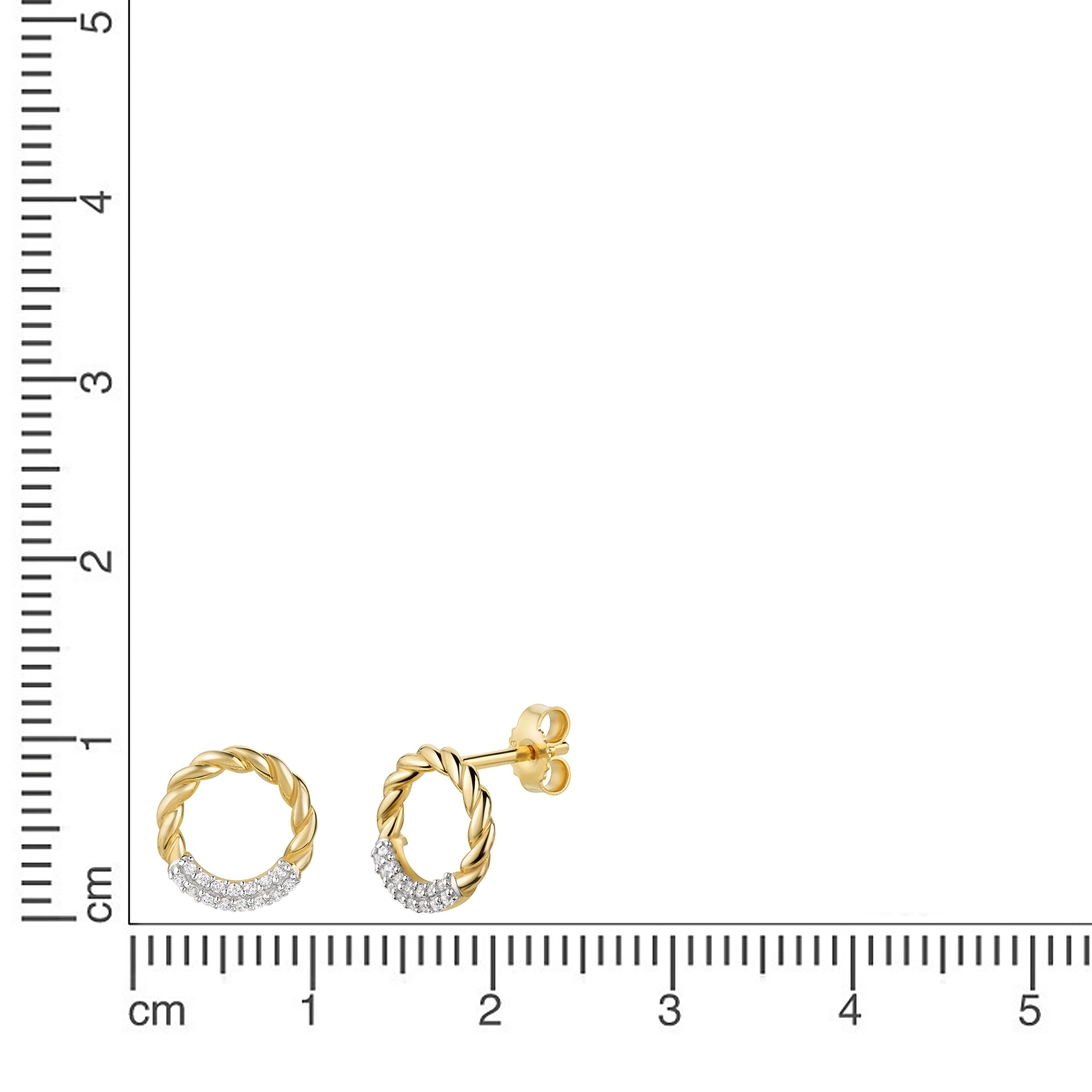 Firetti Paar Ohrstecker »Schmuck Geschenk Gold 333 Ohrschmuck Ohrringe Kreis Kordel bicolor« mit Zirkonia (synth.)