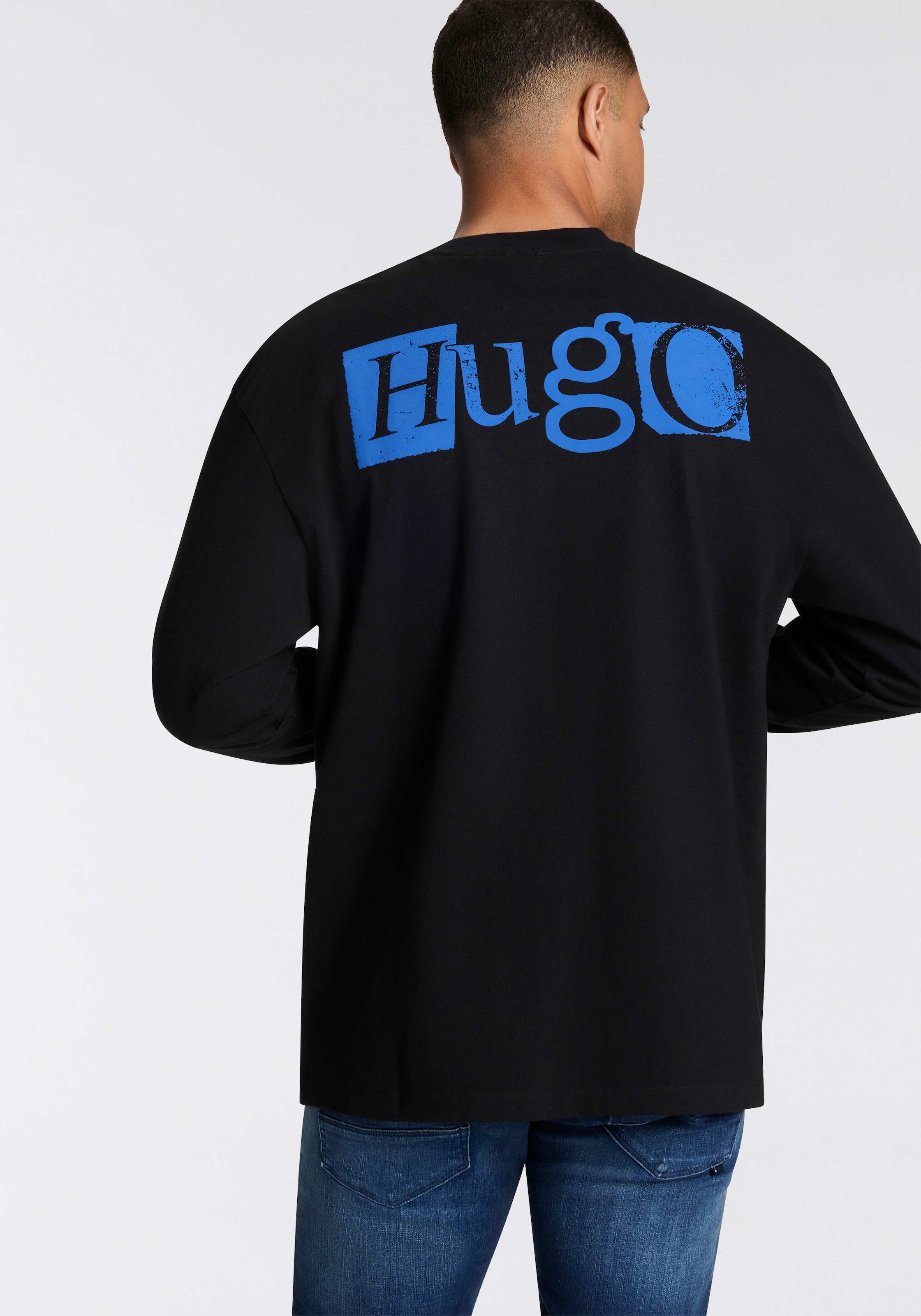 HUGO Blue Langarmshirt »Nilcrew«, mit großem Rückedruck