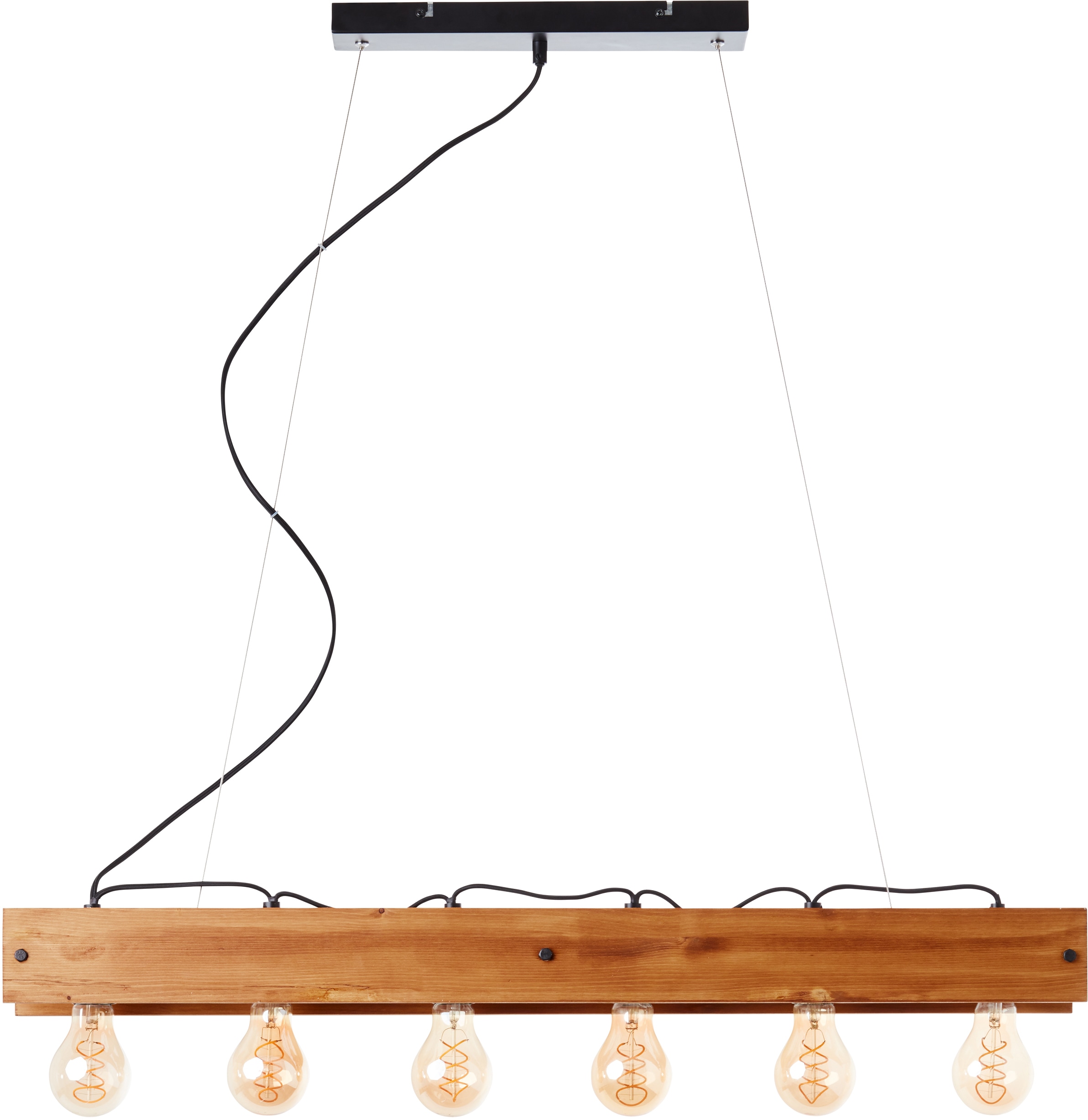 Brilliant Leuchten Pendelleuchte »Calandra«, 6 flammig-flammig, 150 cm  Höhe, 90 cm Breite, 6 x E27, Metall/Holz, schwarz/holz im OTTO Online Shop