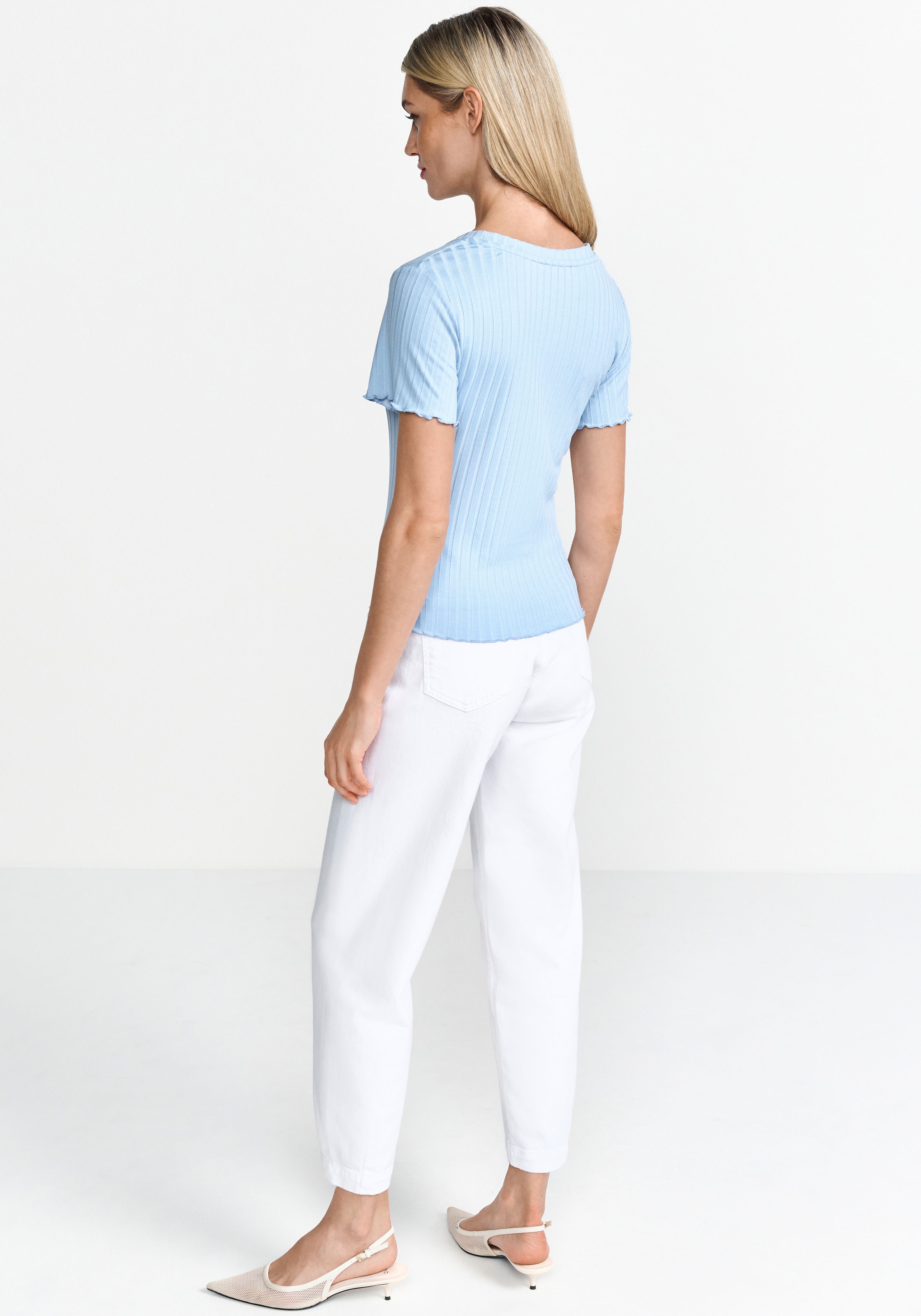 RICHROYAL Kurzarmshirt, Mit gewelltem Saum an Rumpf und Ärmeln