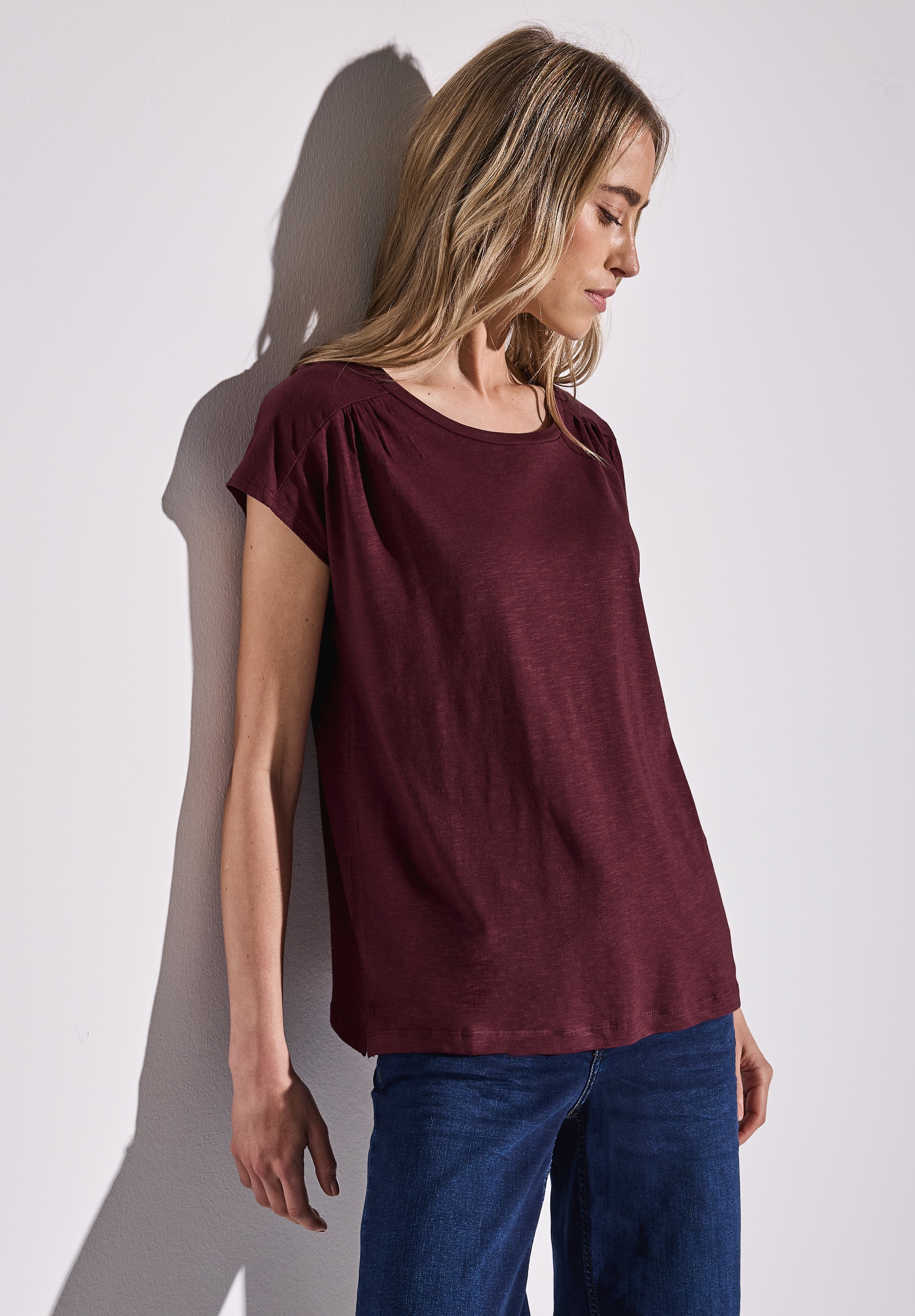 STREET ONE Shirttop, mit Raffung an der Schulter