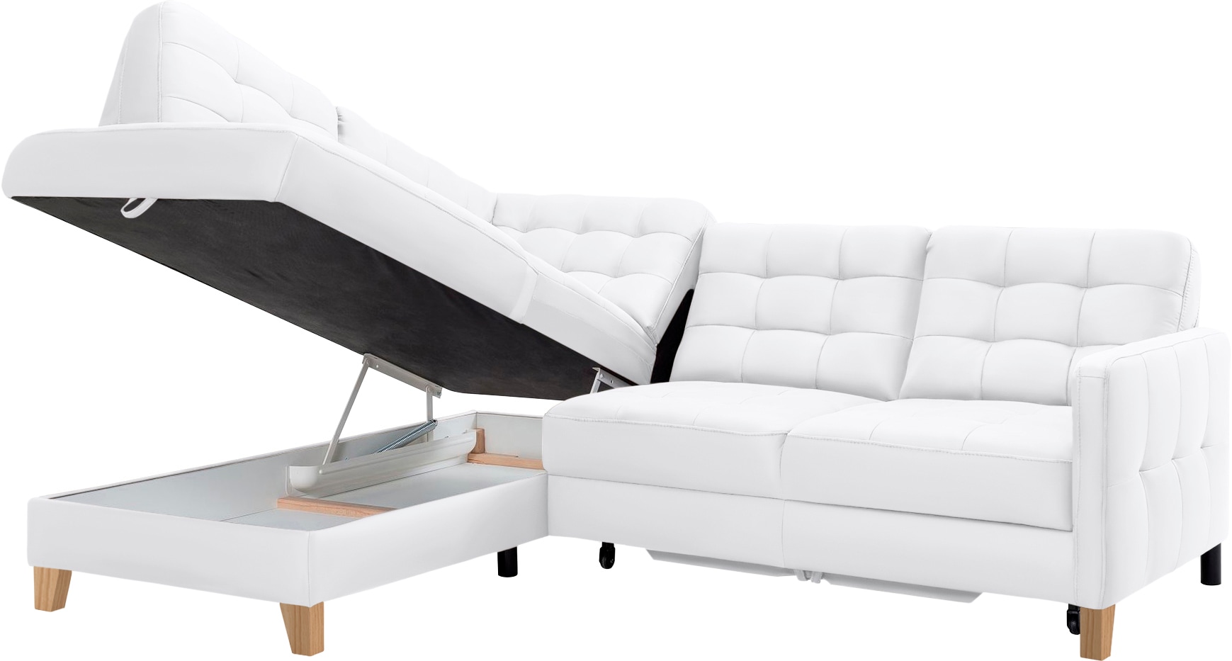 exxpo - sofa fashion Ecksofa »Elio, kompakt und komfortabel, bequem, zeitloses Design, L-Form«, wahlweise mit Bettfunktion und Bettkasten