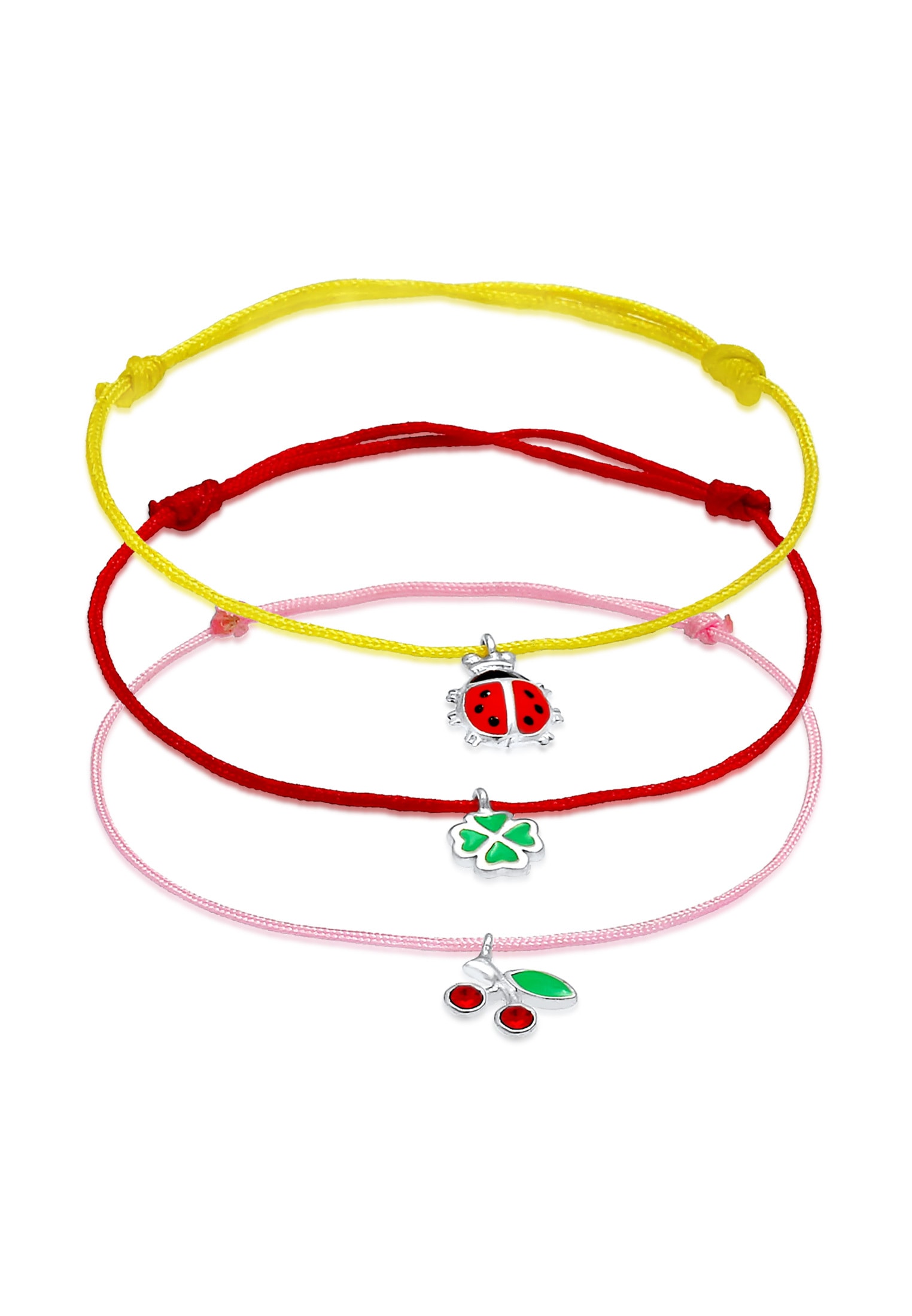 Elli Armketten Set »Armband Kinder Marienkäfer Kleeblatt Kirsche (3 tlg.) Set 925 Sterling...