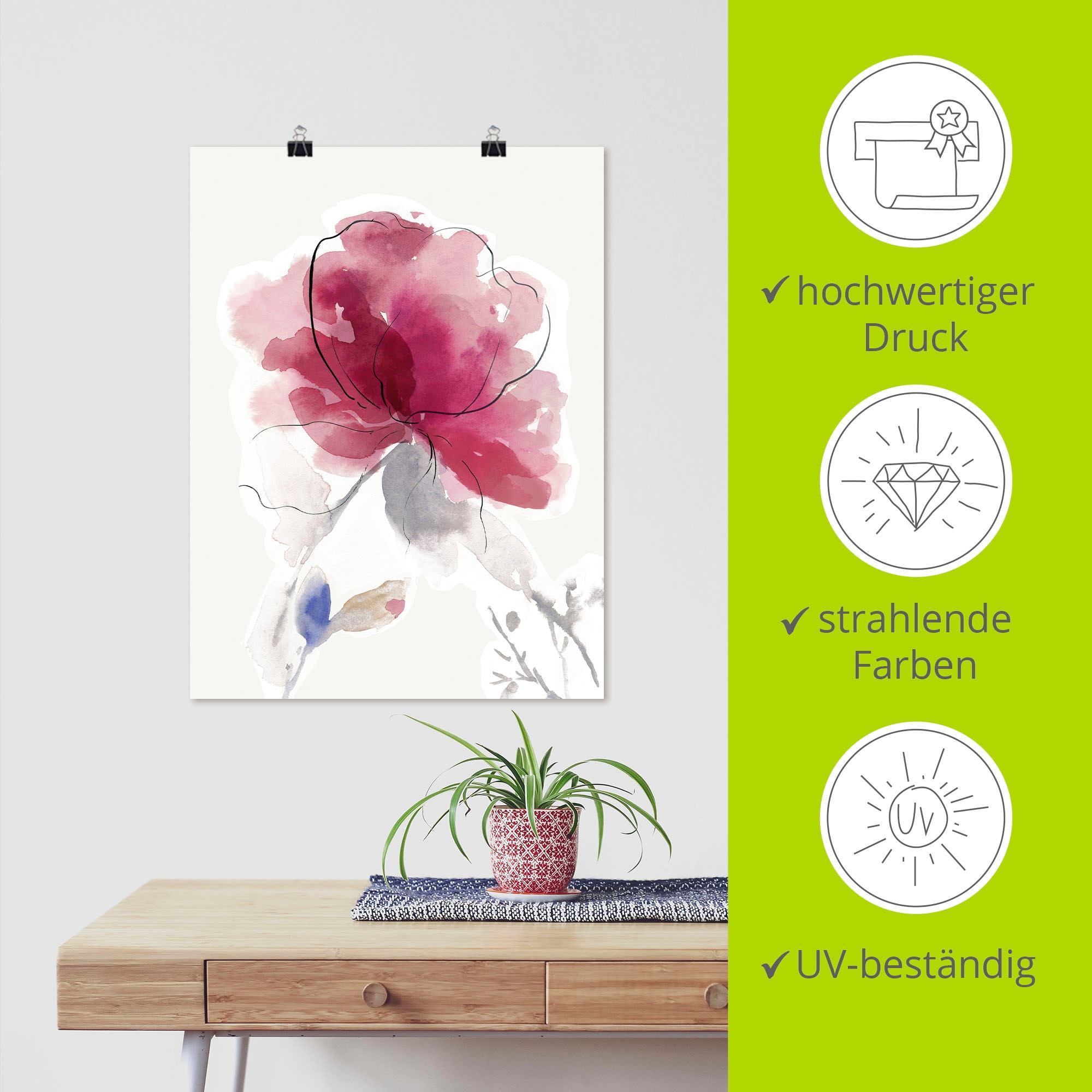 Artland Wandbild »Rosige Blüte II.«, Blumenbilder, (1 St.), als Alubild, Outdoorbild, Leinwandbild, Poster in verschied. Größen