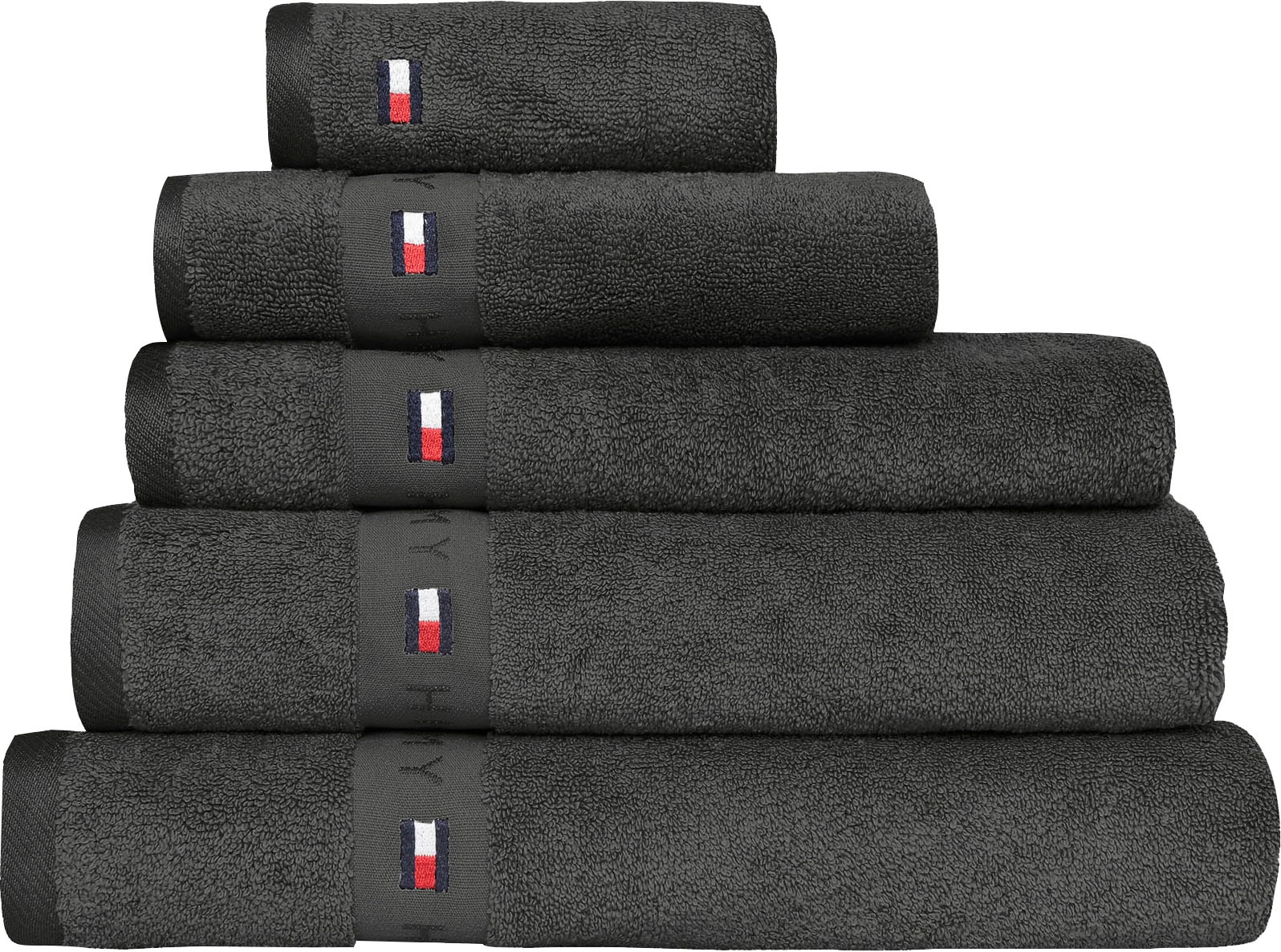 Tommy Hilfiger Badetuch »Frottee Uni«, (1 St.), mit Tommy Flagge
