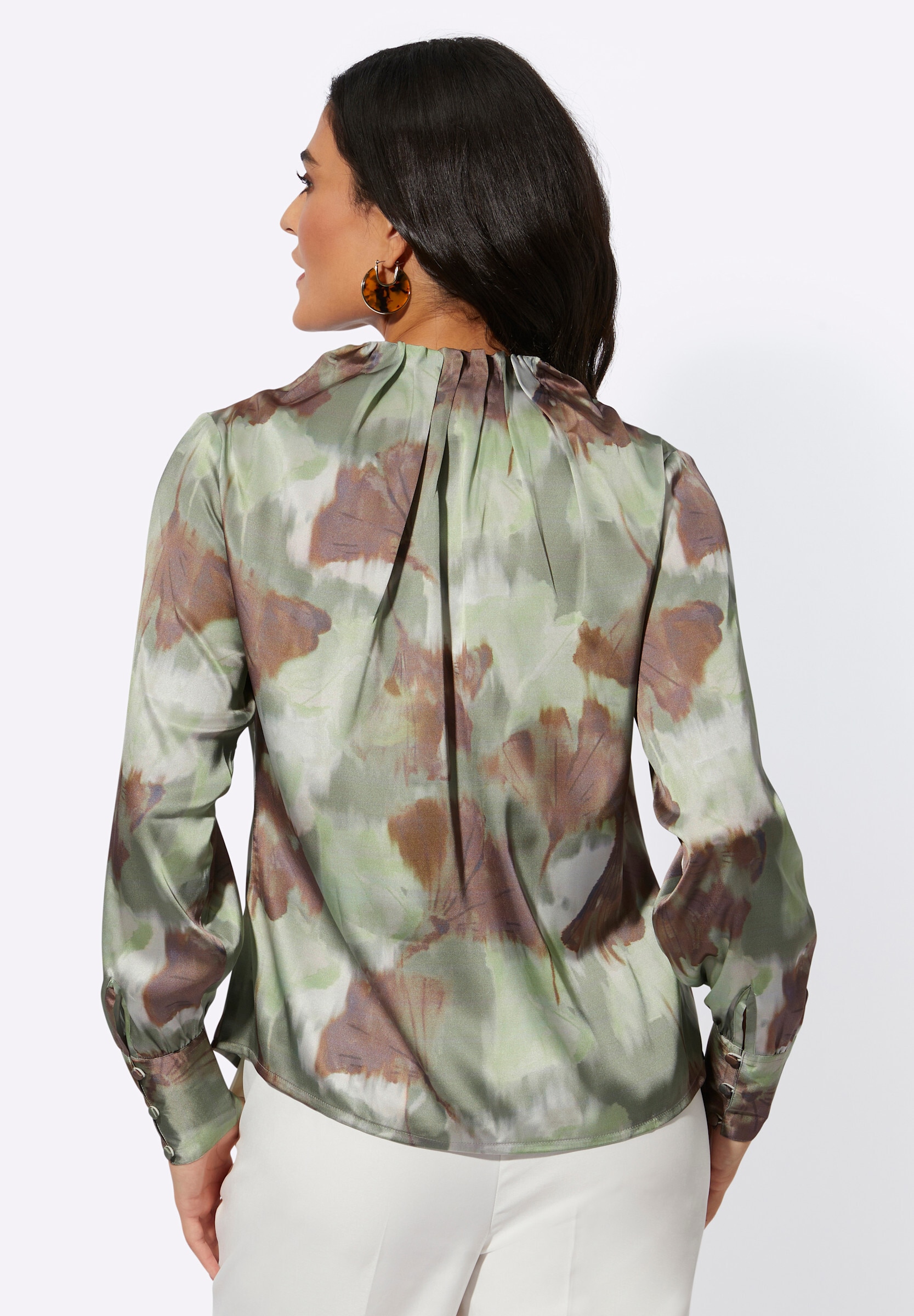 creation L Klassische Bluse »Satin-Bluse Satinbluse mit breiten Knopfmanschetten«