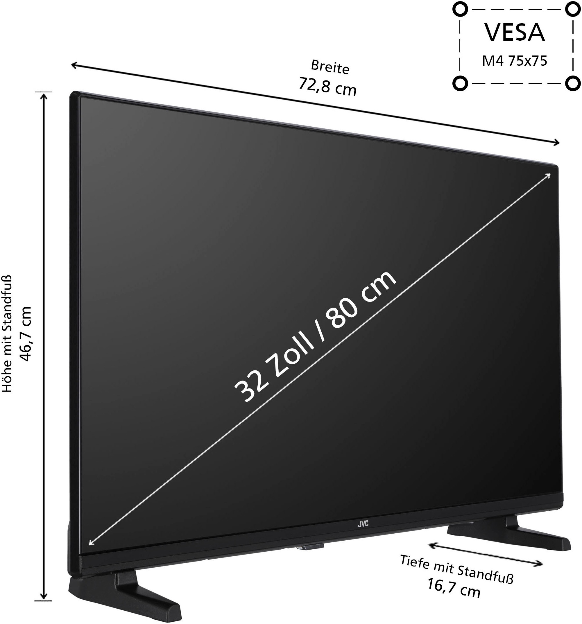 JVC LCD-LED Fernseher, 80 cm/32 Zoll, HD-ready