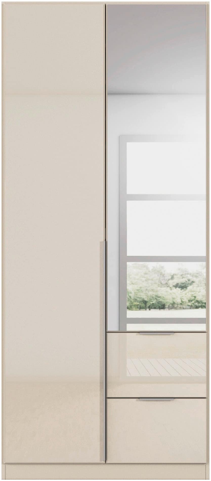 rauch Drehtürenschrank »Kleiderschrank Kleiderschränke Schrank Garderobe AGORDO mit Glasfront« in zwei Griff-Farben, Breiten 91-360 cm,  mit Außenschubkästen, in 7 Breiten und 2 Höhen MADE IN GERMANY