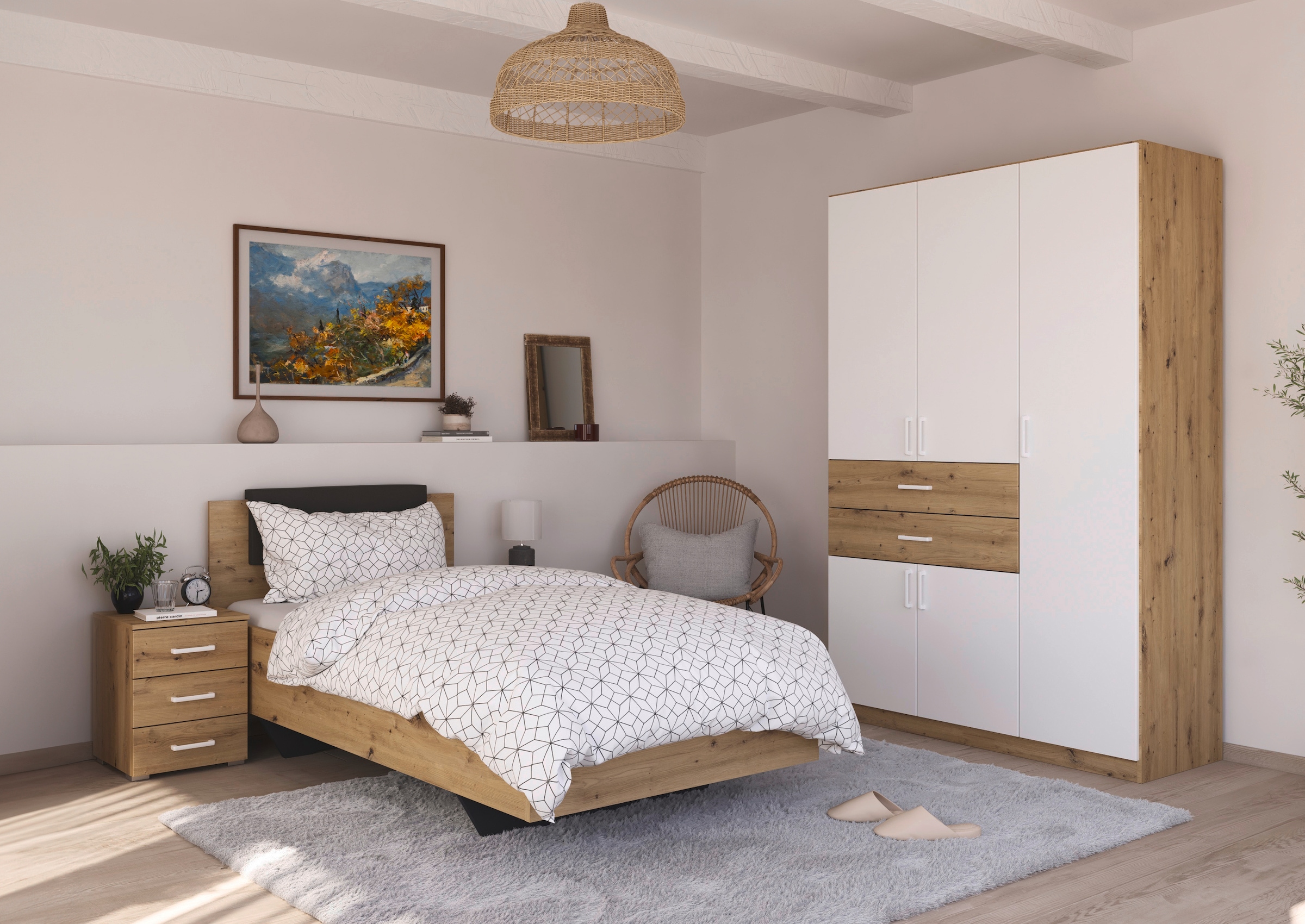 rauch Drehtürenschrank »Kleiderschrank Schrank Garderobe MAIKA mit Dekor-Front«, 2 Schubladen, in verschiedenen Breiten, Höhen, Farben, MADE IN GERMANY