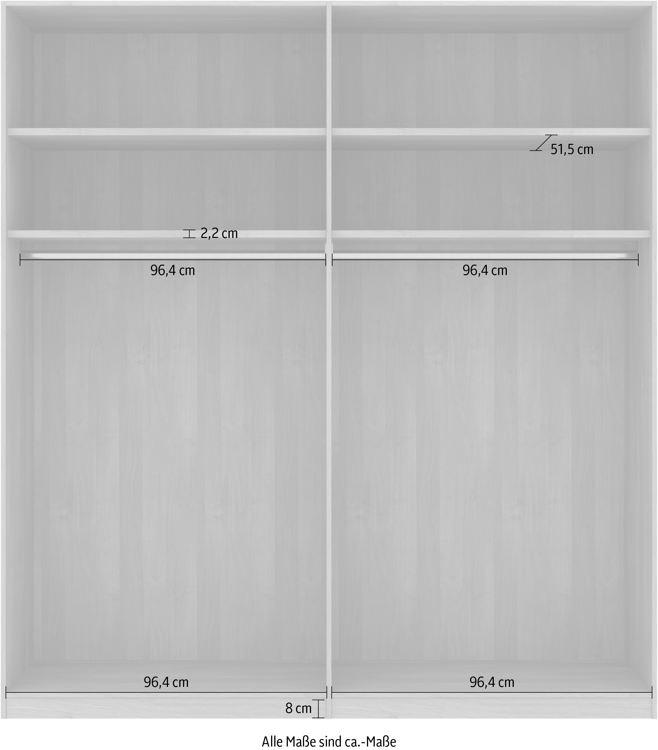 Musterring Drehtürenschrank »Savona, Kleiderschrank, Schrank, Garderobe, teilmassiv Eiche«, (mit Türdämpfern, in 5 Breiten & 2 Höhen, extra Böden, MADE IN GERMANY), Türen in Bianco-Eiche massiv, mit Querriegel, verschiedene Größen