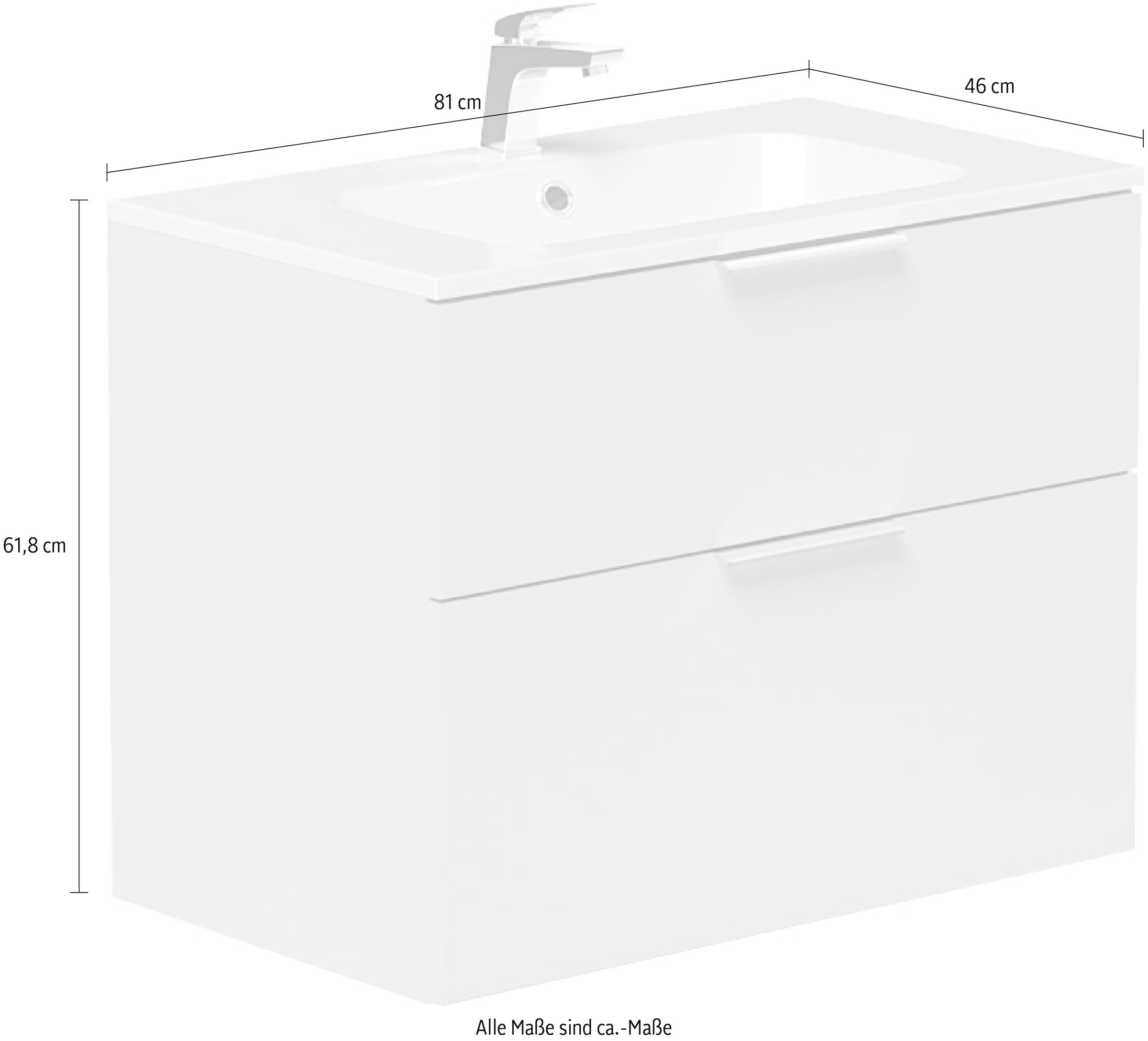 welltime Waschtisch »Ahus«, mit Soft-Close-Funktion, Vollauszüge, inkl. Waschbecken Breite 80 cm