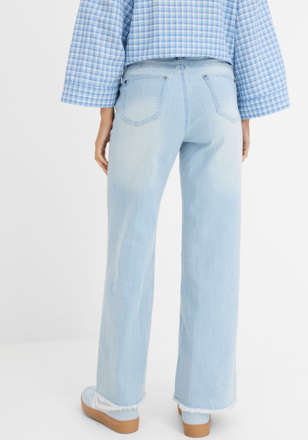 bonprix Weite Jeans »Wide-Leg-Jeans High Waist« Loose Fit Passform, aus Baumwollmischung mit Stretch
