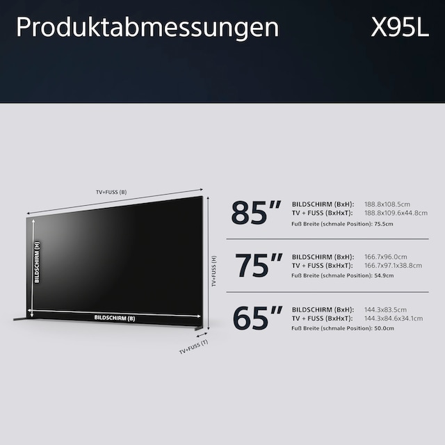 Sony Mini-LED-Fernseher »XR-75X95L«, 189 cm/75 Zoll, 4K Ultra HD, Google TV,  Smart-TV, TRILUMINOS PRO, BRAVIA CORE, mit exklusiven PS5-Features jetzt  online bei OTTO