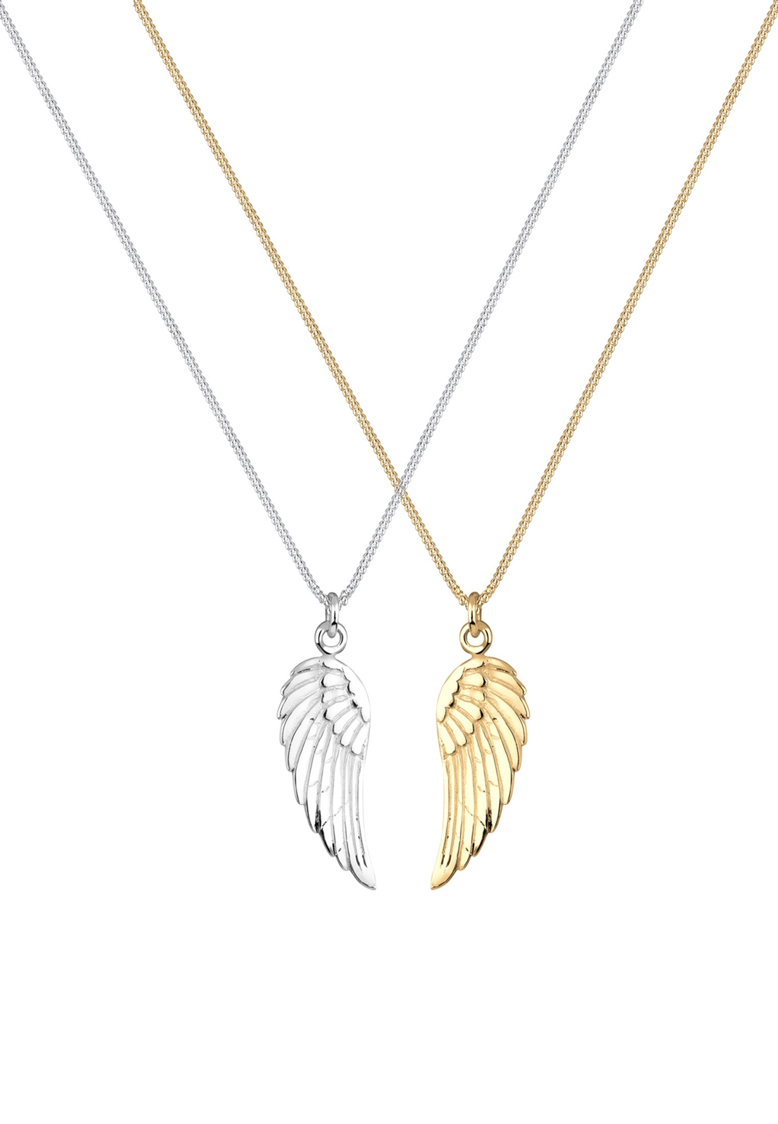 Elli Ketten-Set »Halskette Flügel Partnerkette Bicolor 925 Sterling Silber vergoldet«