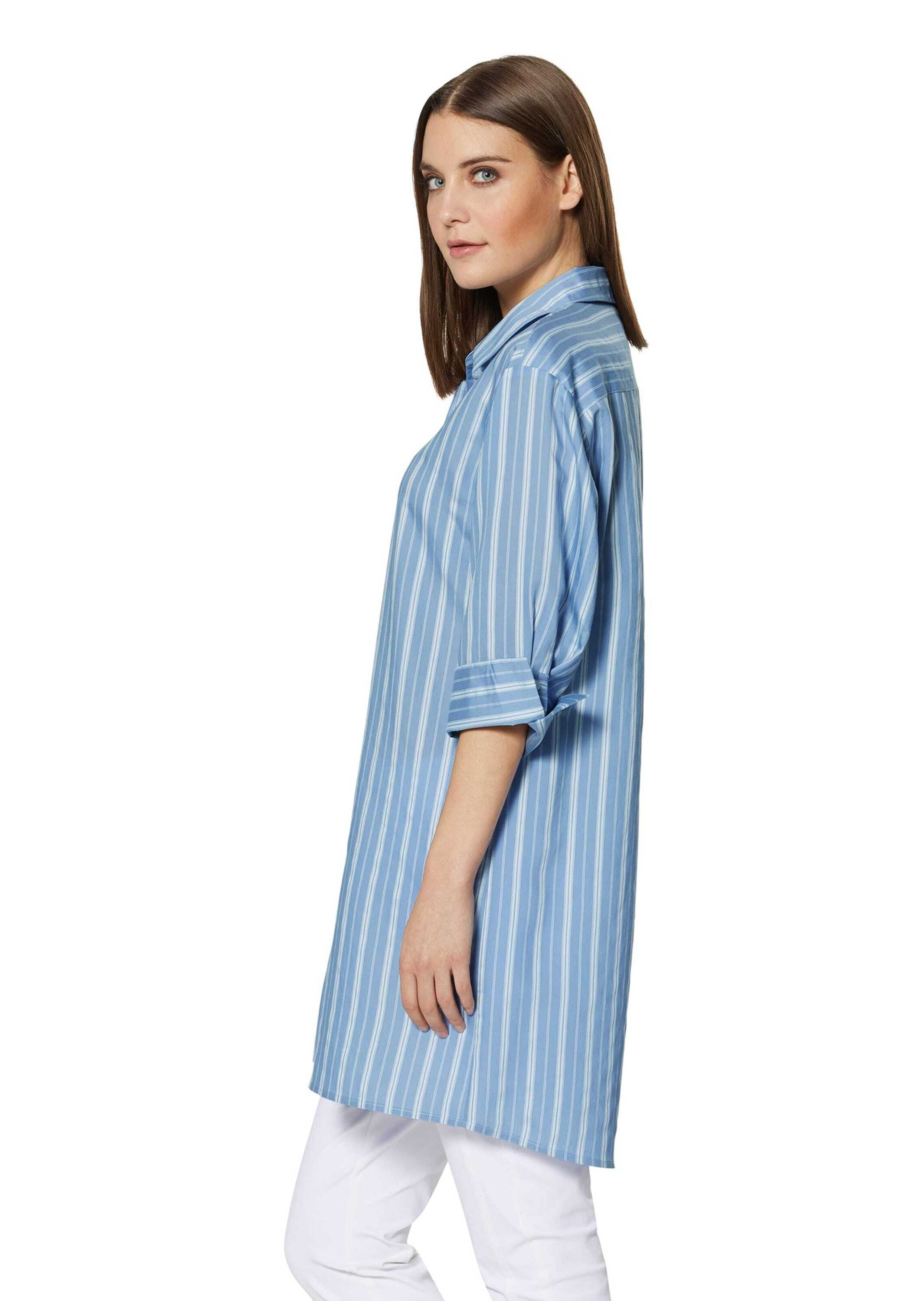 MADELEINE Hemdbluse »Hemd Langes Hemd mit Webstreifen und 3/4-Ärmeln«