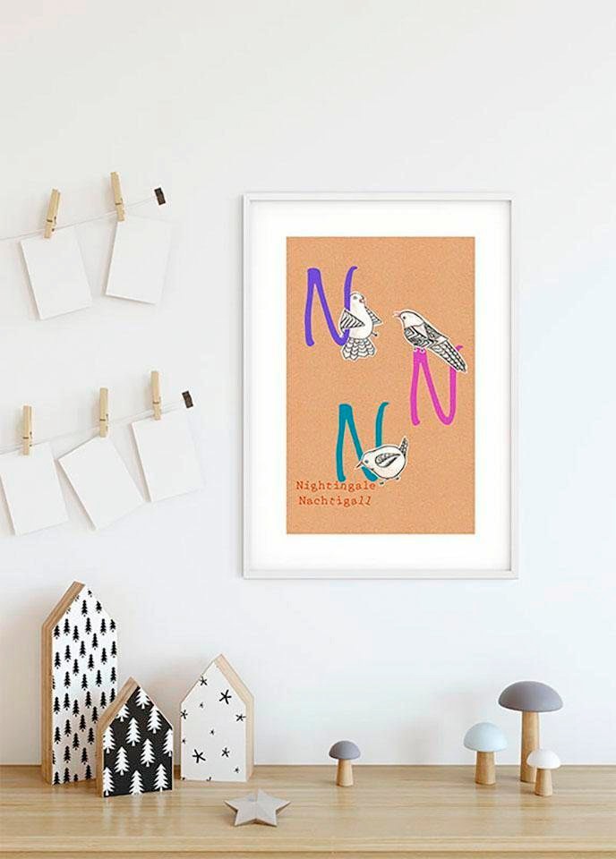 Komar Bild »ABC Animal N«, Buchstaben, (1 St.), Wandbild zur Dekoration - ohne Rahmen