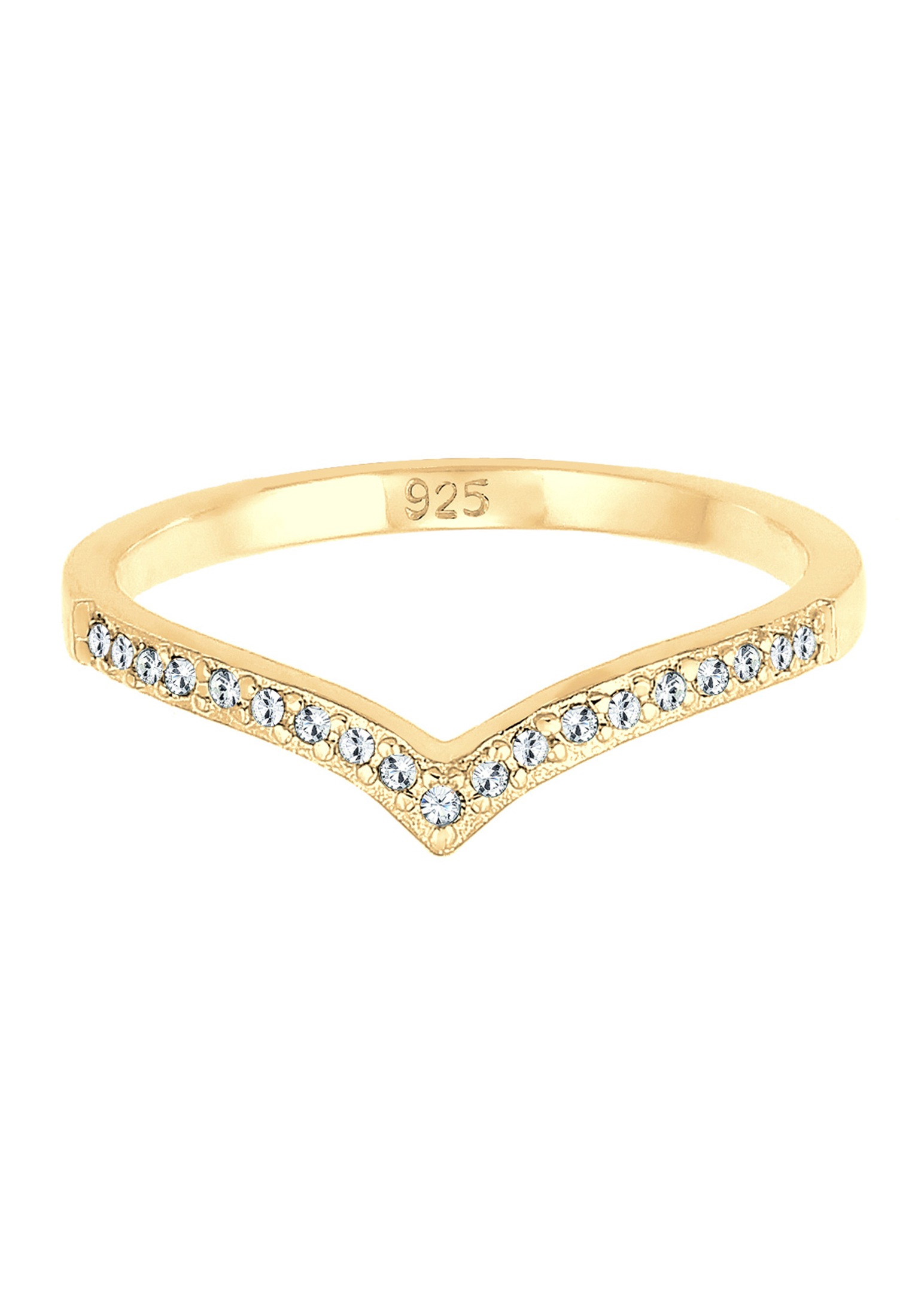 Elli Silberring »Ring V-Form Glas Kristalle Weiß 925 Sterling Silber«