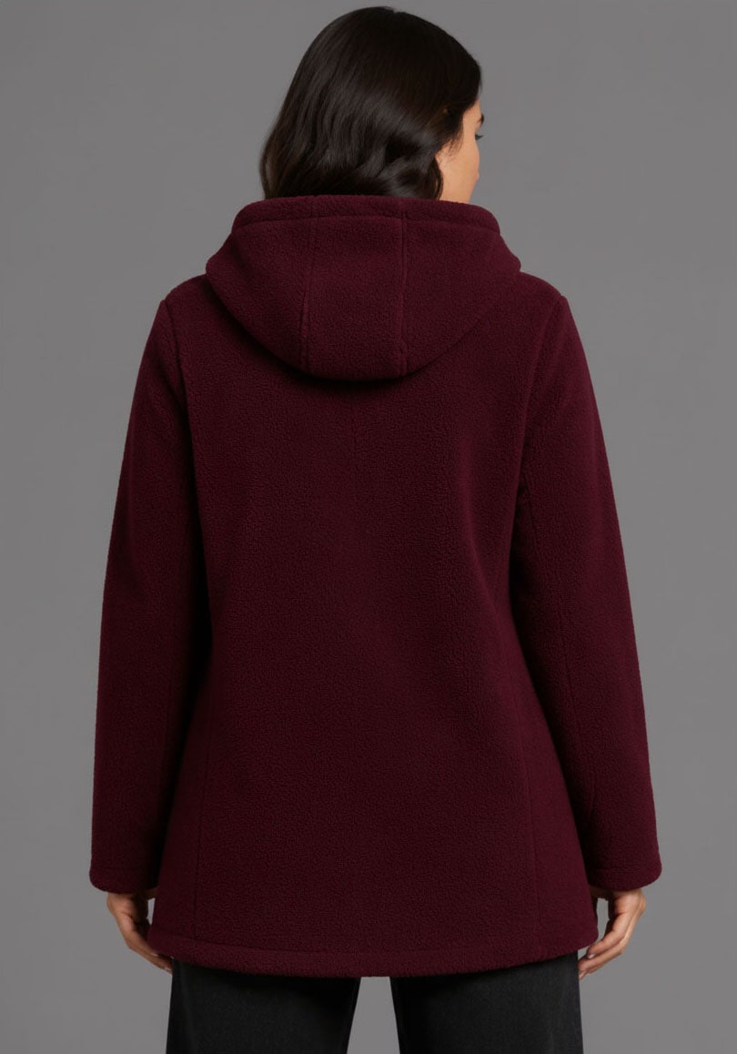 Polarino Fleecejacke mit Kapuze mit Kapuze, wärmendes Polyester-Fleece, atmungsaktiv, unifarben