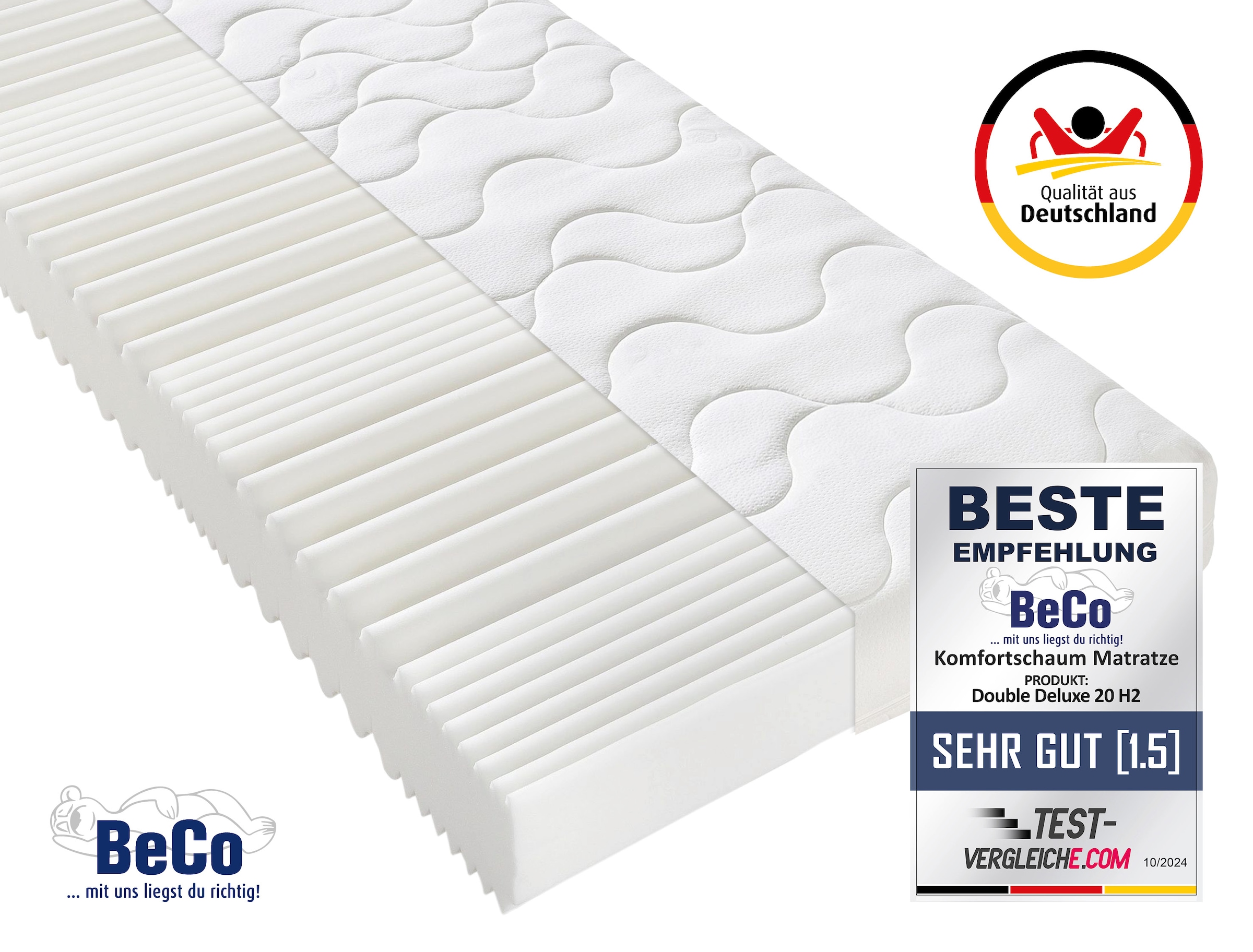 Beco Komfortschaummatratze »Double Deluxe Matratze 20, Matratze in 90x200 cm und weiteren Größen« 20 cm hoch Raumgewicht: 28 kg/m³ 1 Stk. tlg. Matratze vom TÜV Süd getestet*, über 2.000 5-Sterne-Bewertungen!