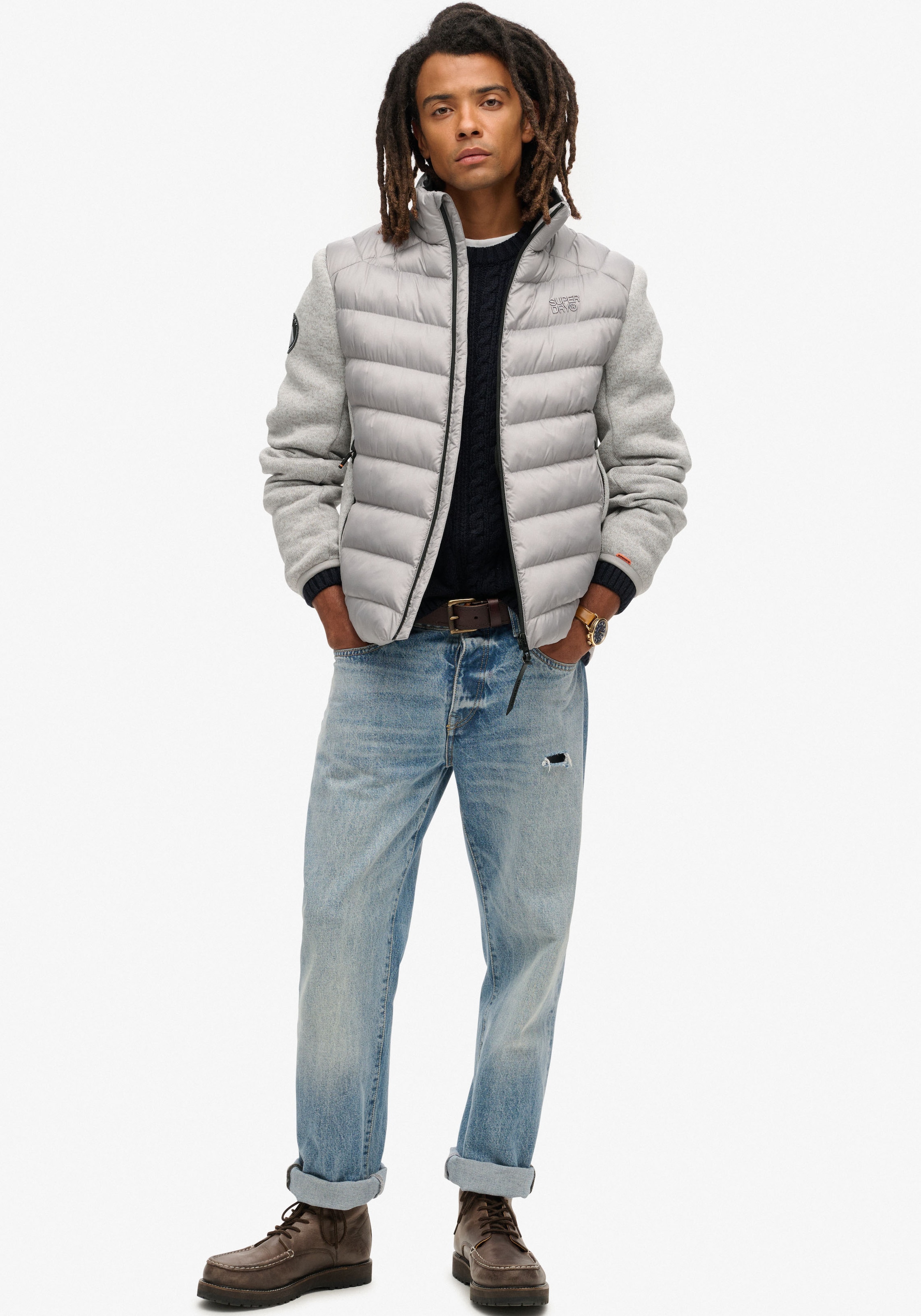 Superdry Steppjacke »STORM KNIT HYBRID PADDED JKT«, mit Kapuze